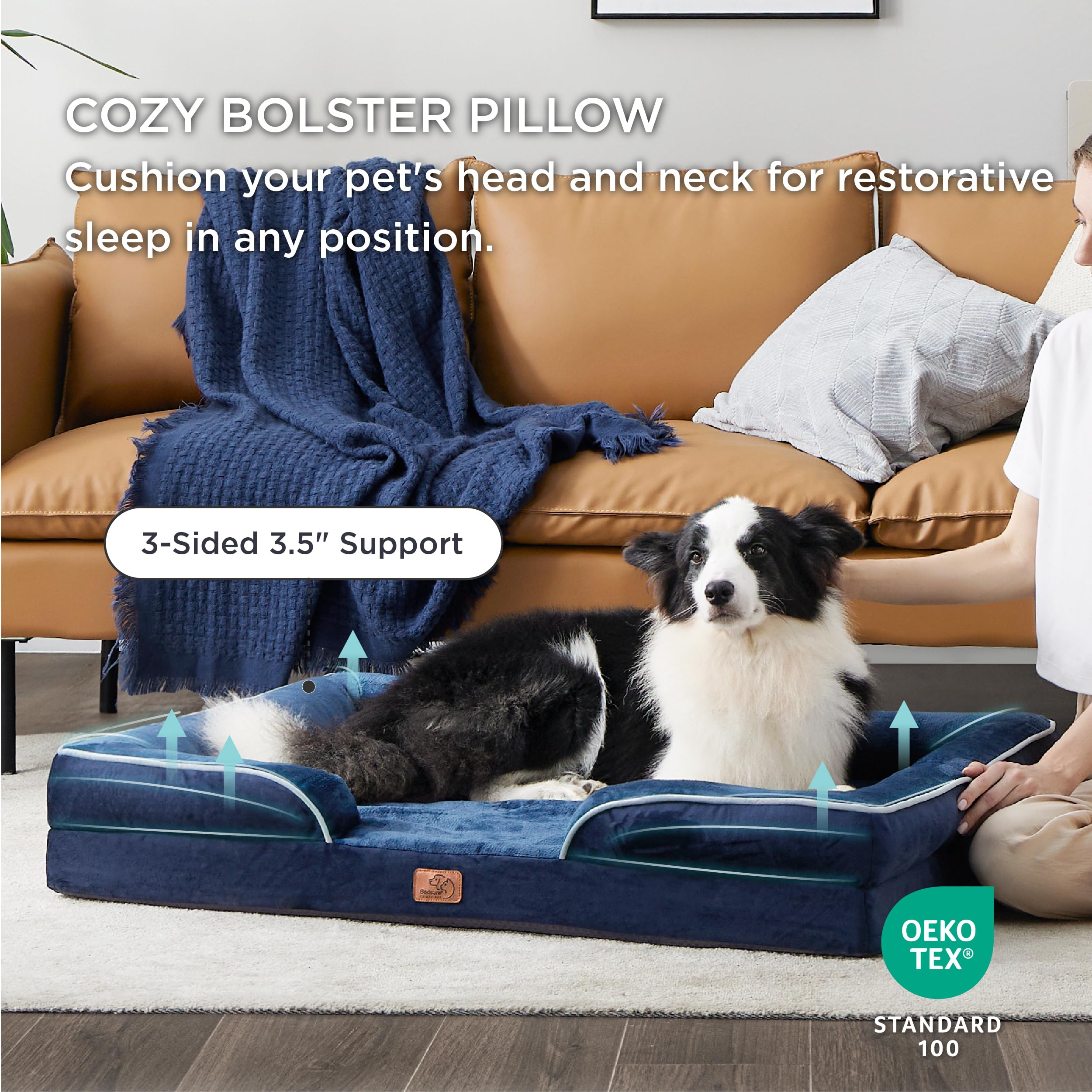 Foto 4 | Cama Ortopédica Para Perros Extragrandes, Tamaño Xl, Color Azul Marino - Venta Internacional.