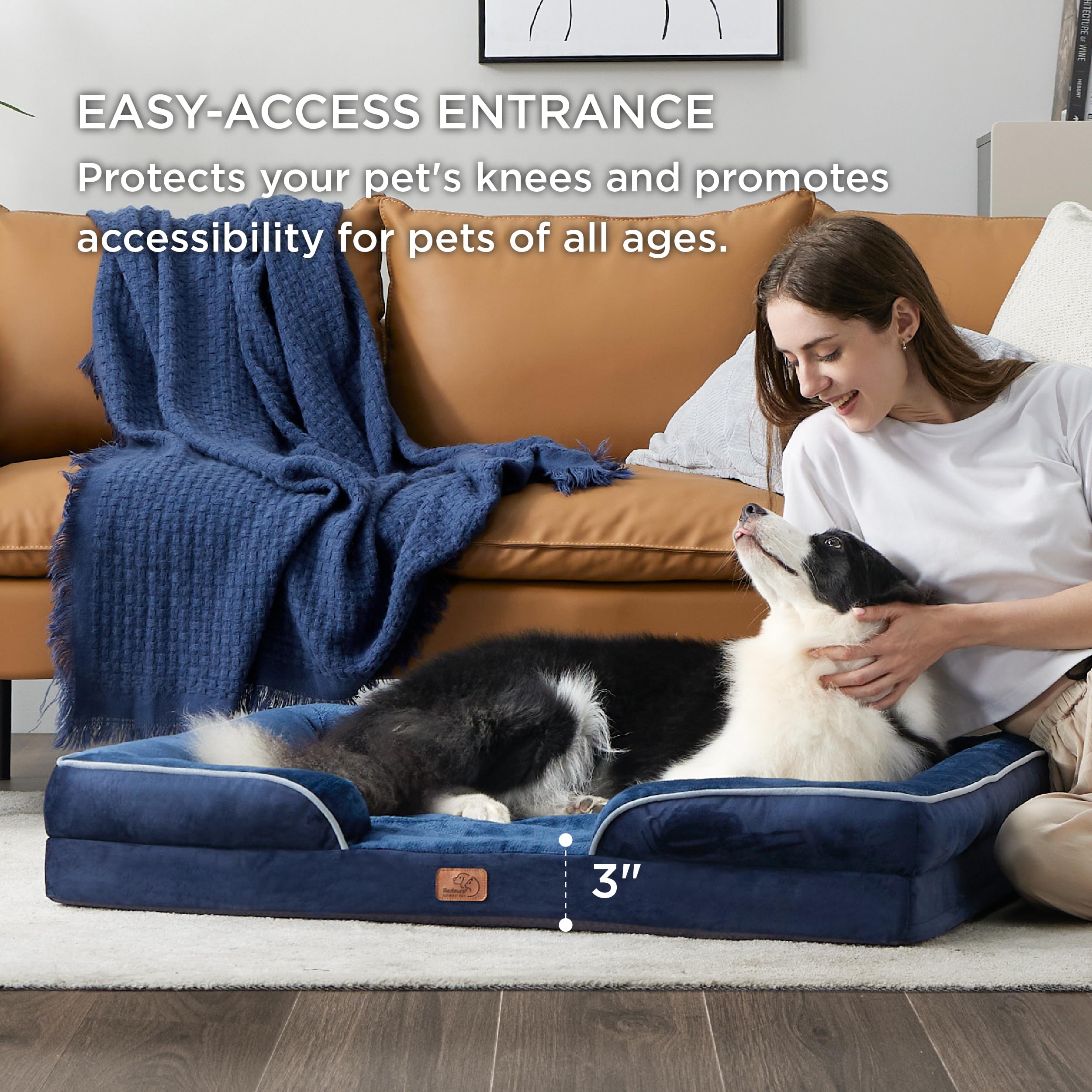 Foto 5 | Cama Ortopédica Para Perros Extragrandes, Tamaño Xl, Color Azul Marino - Venta Internacional.