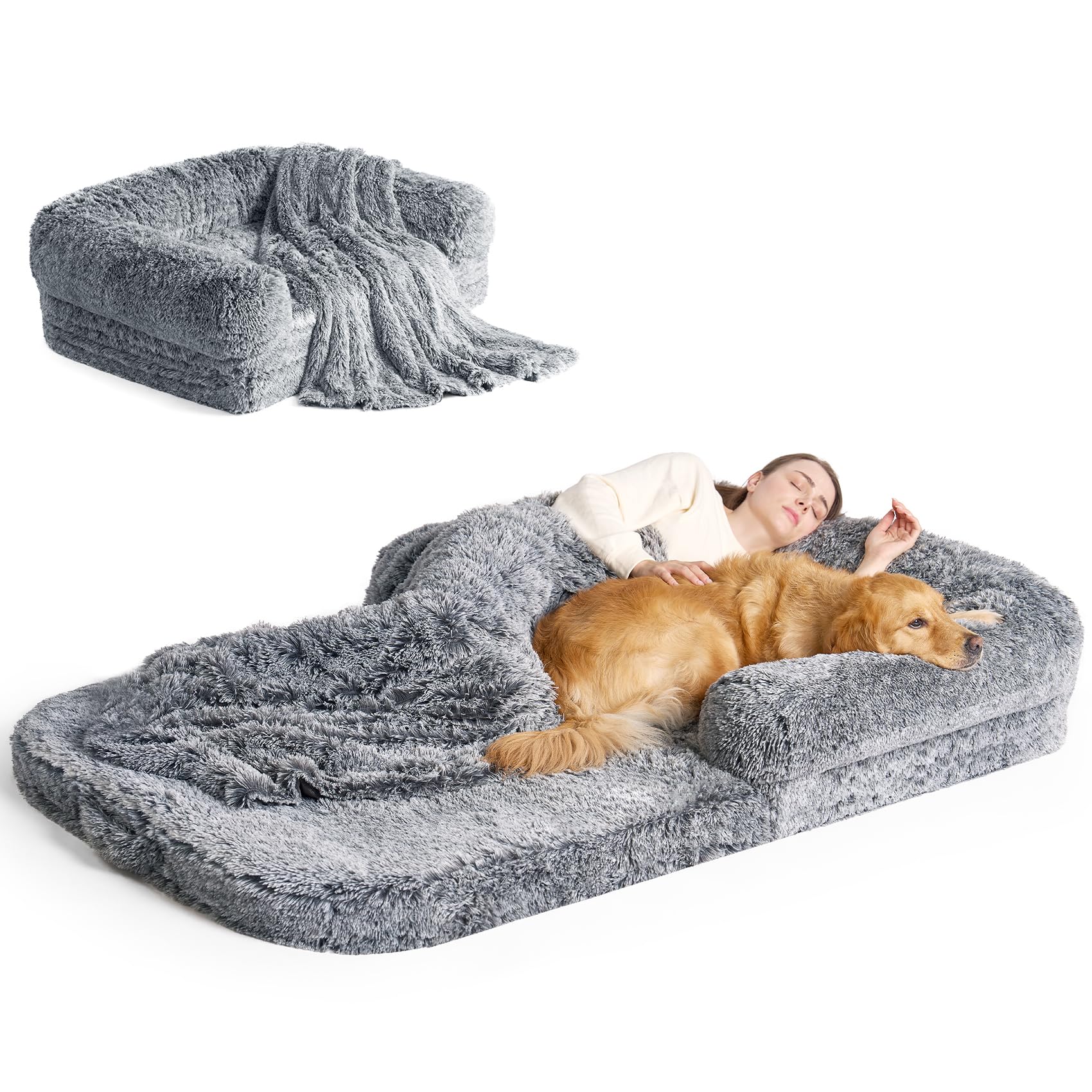 Foto 2 pulgar | Cama Para Perros Humanos Eheyciga, Plegable, Ortopédica, Espuma Viscoelástica, Gris - Venta Internacional.