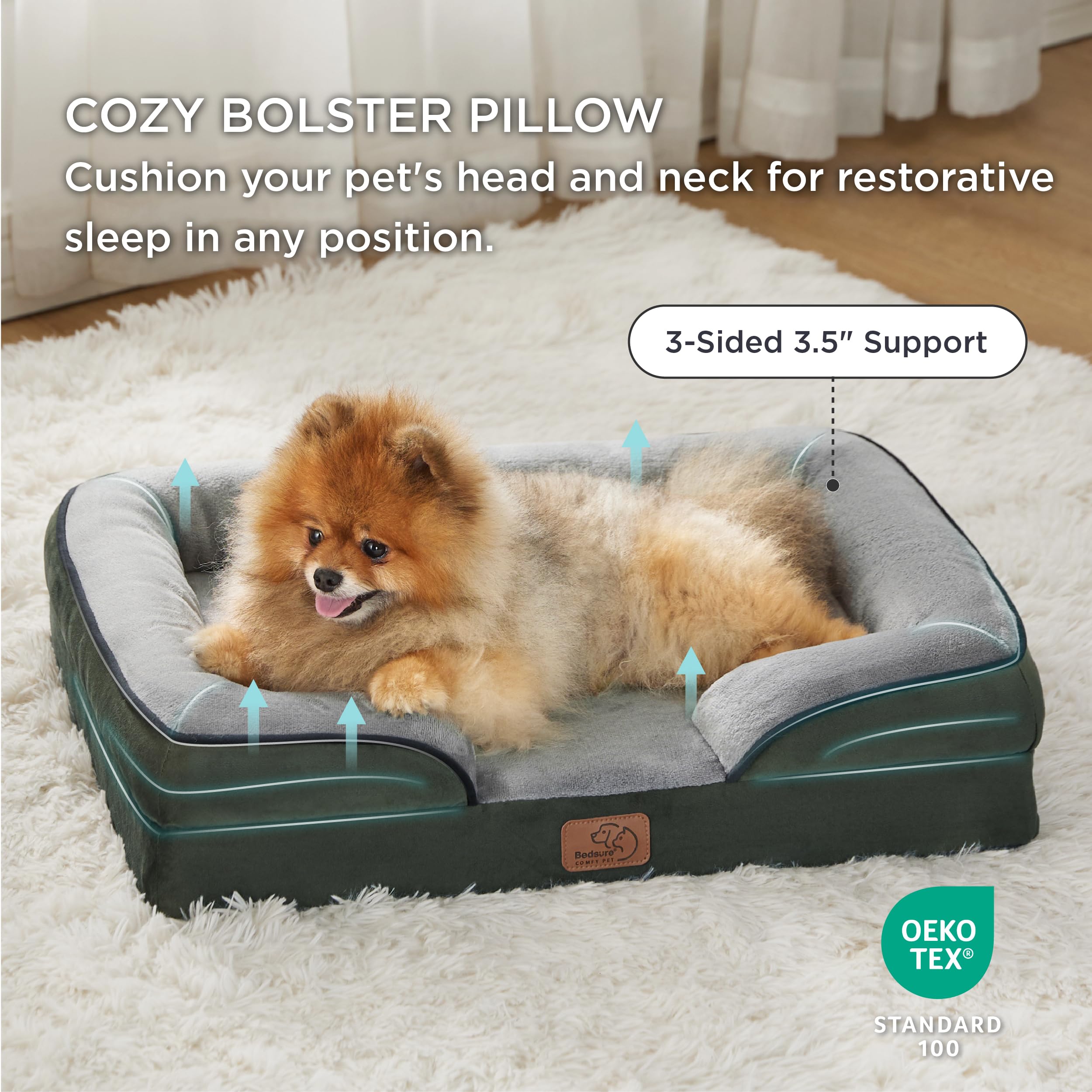 Foto 5 pulgar | Colcha Ortopédica Para Cama De Perro, Pequeña, Lavable, Verde Oscuro - Venta Internacional.