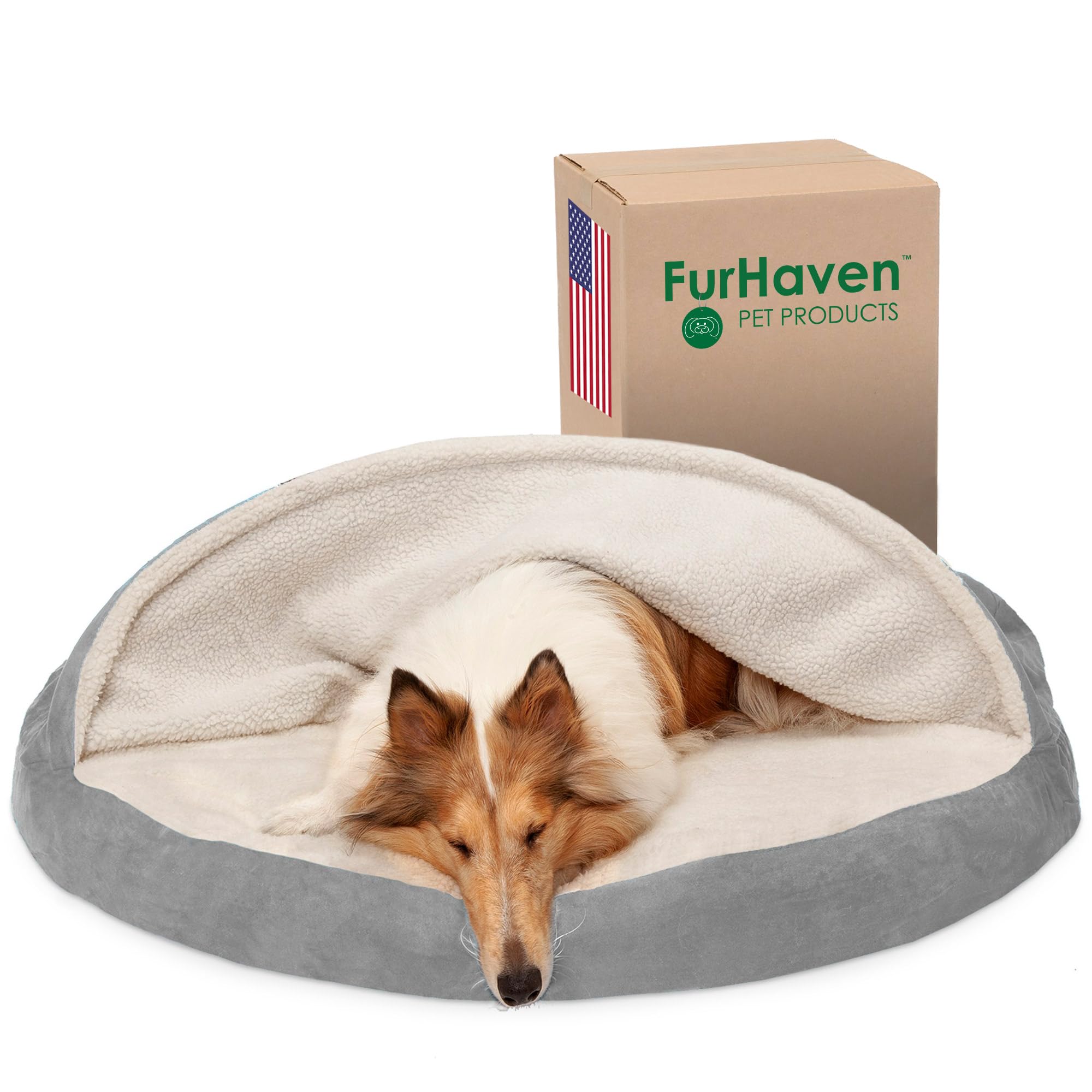 Cama Ortopédica Para Perros Furhaven Redonda De 44 Pulgadas Para Perros Grandes - Venta Internacional.