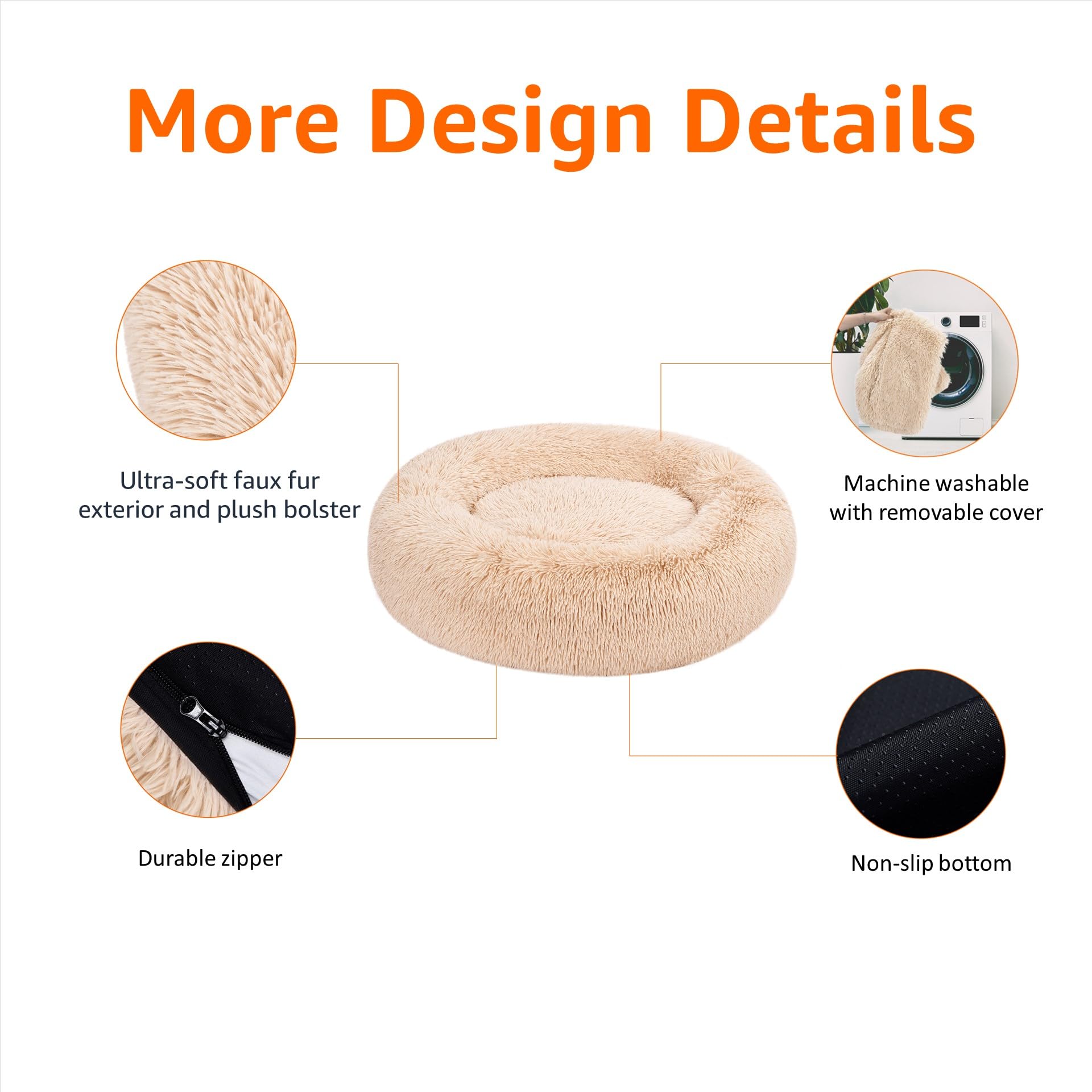 Foto 3 pulgar | Cama Para Mascotas Amazon Basics Donut De Piel Sintética Para Perro, Color Beige, 58 X 58 Cm - Venta Internacional.