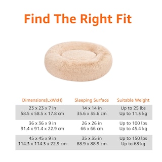 Foto 3 | Cama Para Mascotas Amazon Basics Donut De Piel Sintética Para Perro, Color Beige, 58 X 58 Cm - Venta Internacional.