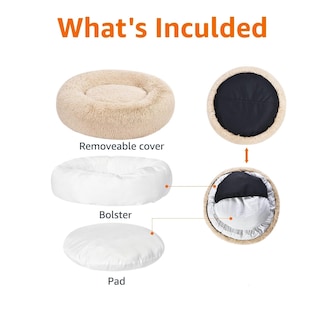 Foto 4 | Cama Para Mascotas Amazon Basics Donut De Piel Sintética Para Perro, Color Beige, 58 X 58 Cm - Venta Internacional.