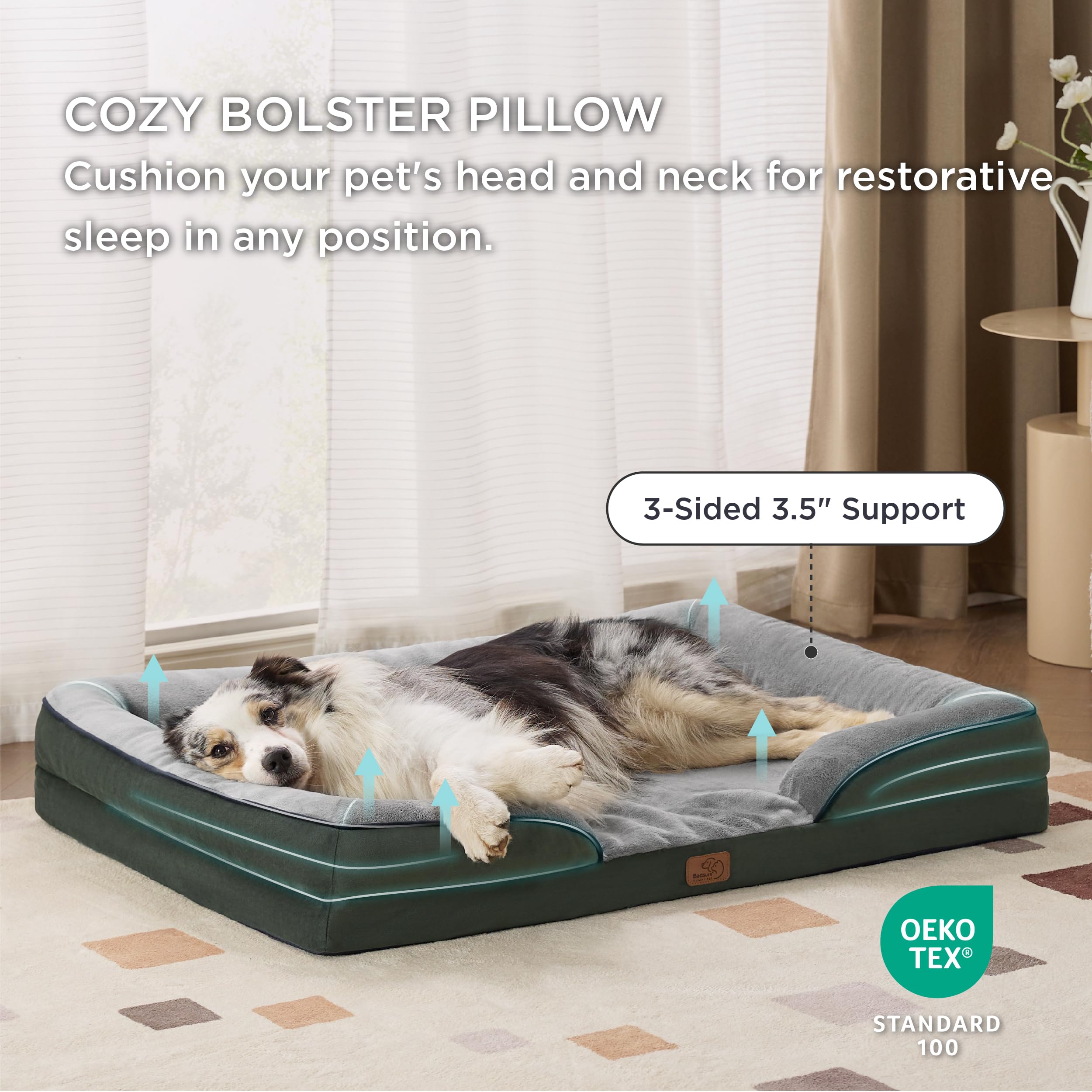 Foto 5 pulgar | Cama Para Perros Bedsure Orthopedic Xl Para Perros Extragrandes, Color Verde Oscuro - Venta Internacional.