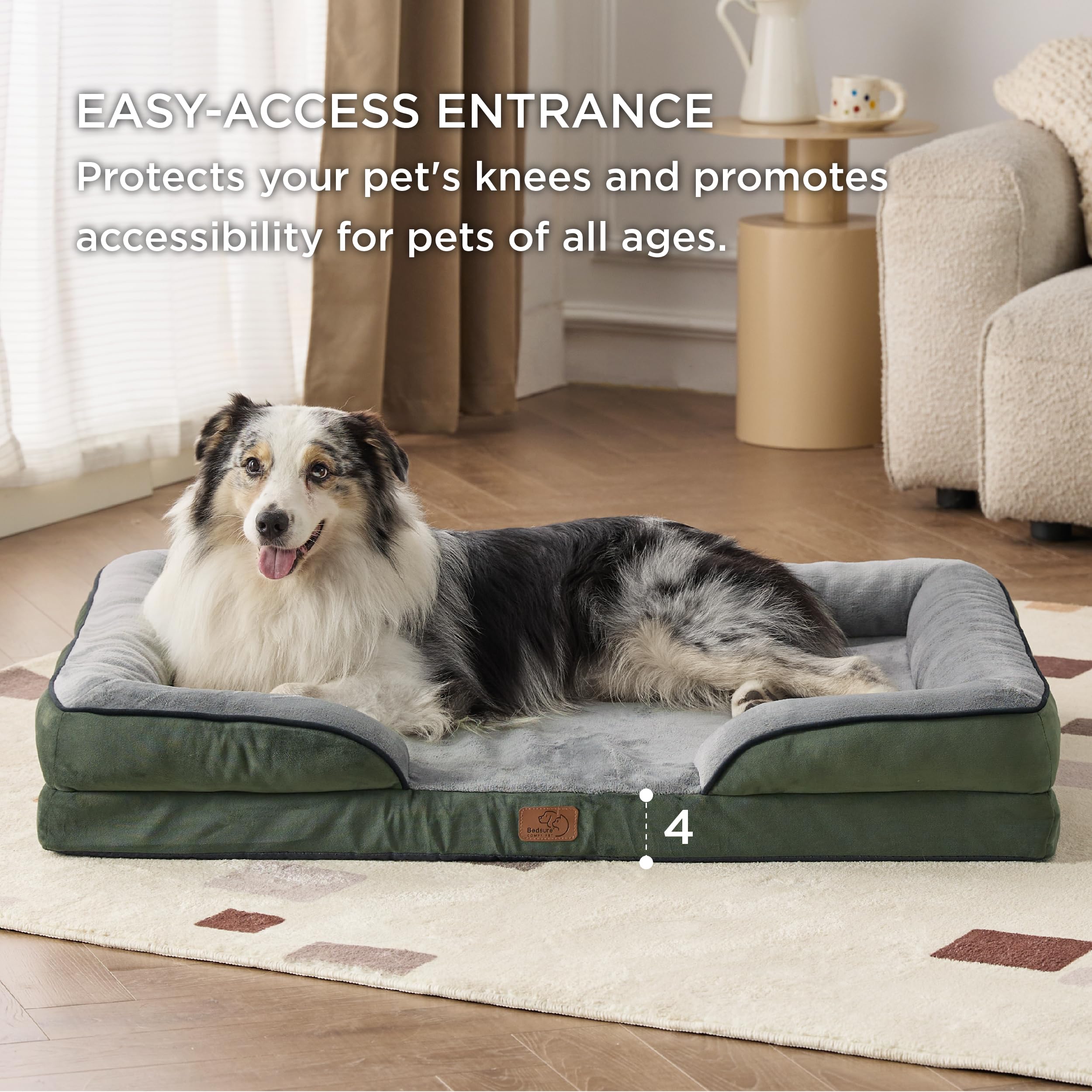 Foto 6 pulgar | Cama Para Perros Bedsure Orthopedic Xl Para Perros Extragrandes, Color Verde Oscuro - Venta Internacional.
