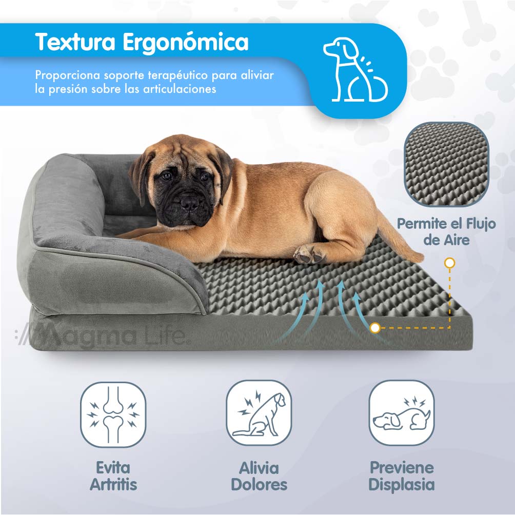 Foto 5 | Magma Life Cama Para Perros Mediana: Máximo Confort, Cama Ergonómica De Poliéster En Color Gris, Proporciona