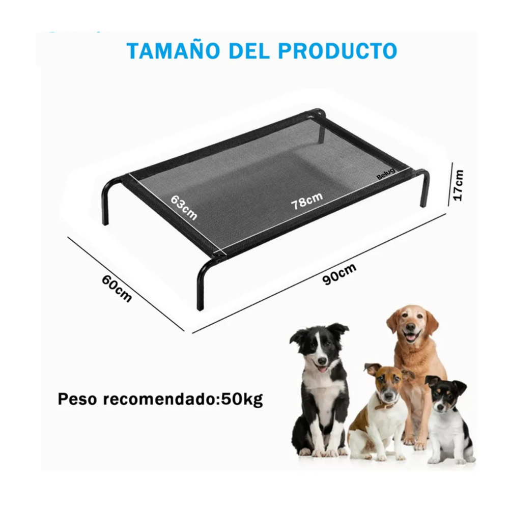 Foto 3 pulgar | Cama Elevada Para Mascotas 90*60*16cm Belug,  Negro
