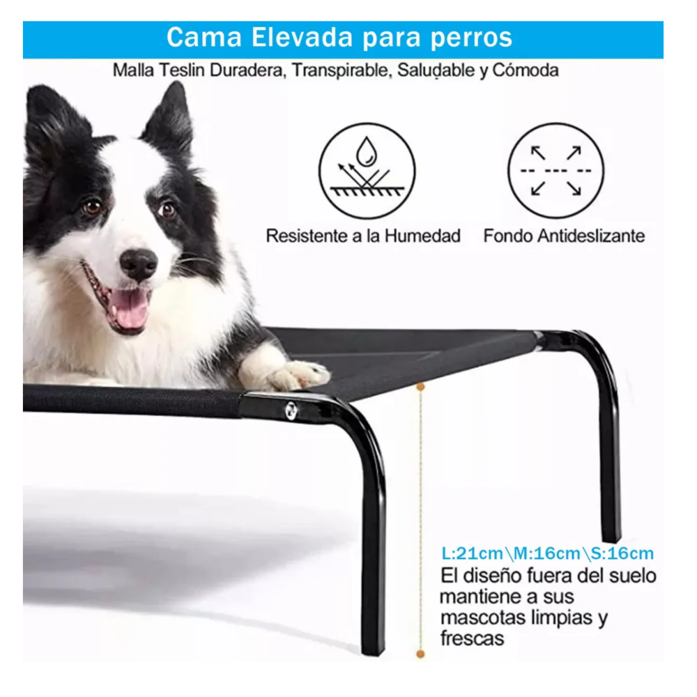 Foto 4 pulgar | Cama Elevada Para Mascotas 90*60*16cm Belug,  Negro