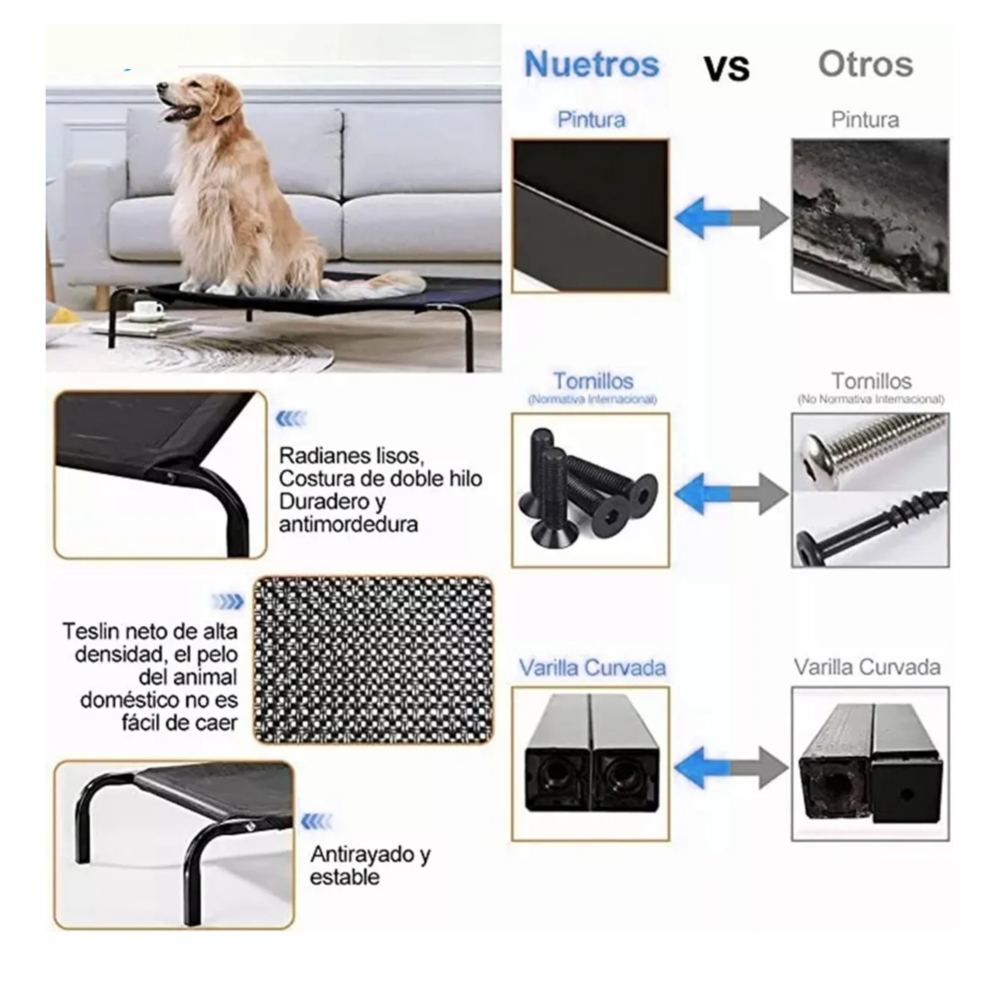 Foto 5 | Cama Elevada Para Mascotas 90*60*16cm Belug,  Negro
