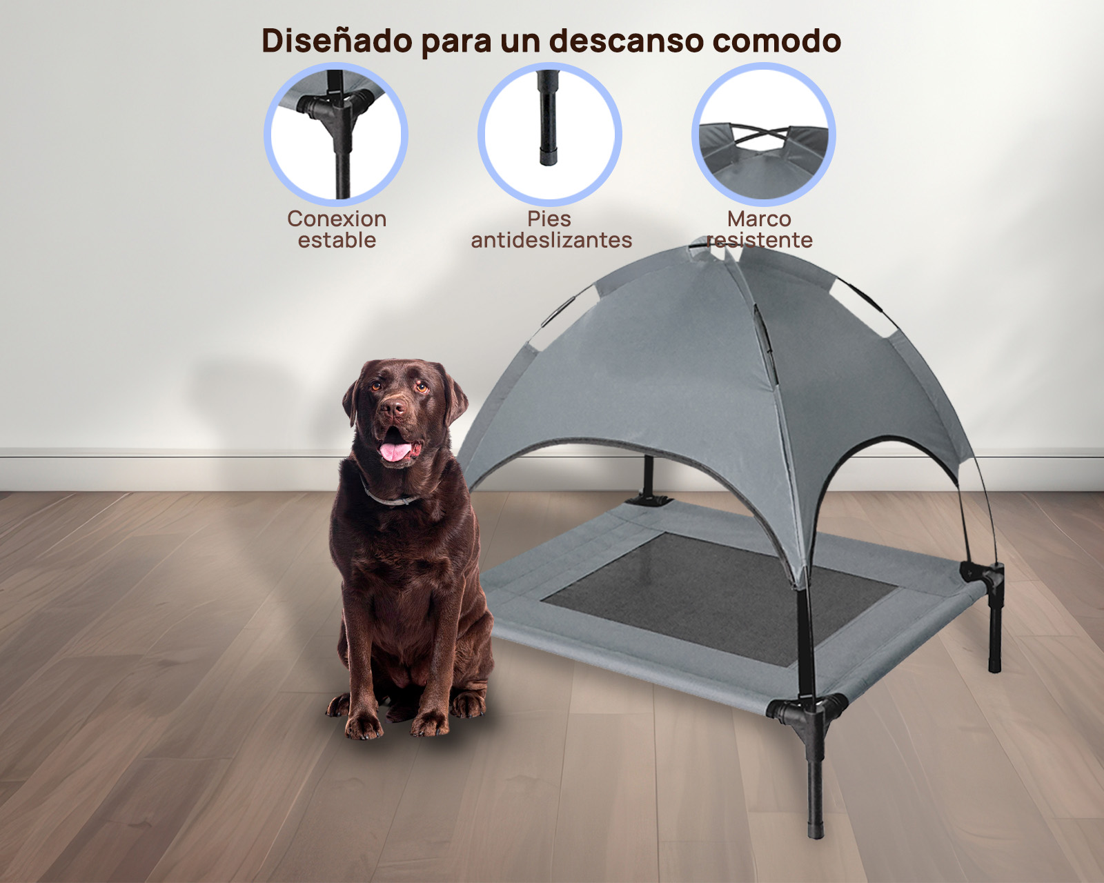 Foto 7 pulgar | Cama Elevada Con Domo Luma L Gris