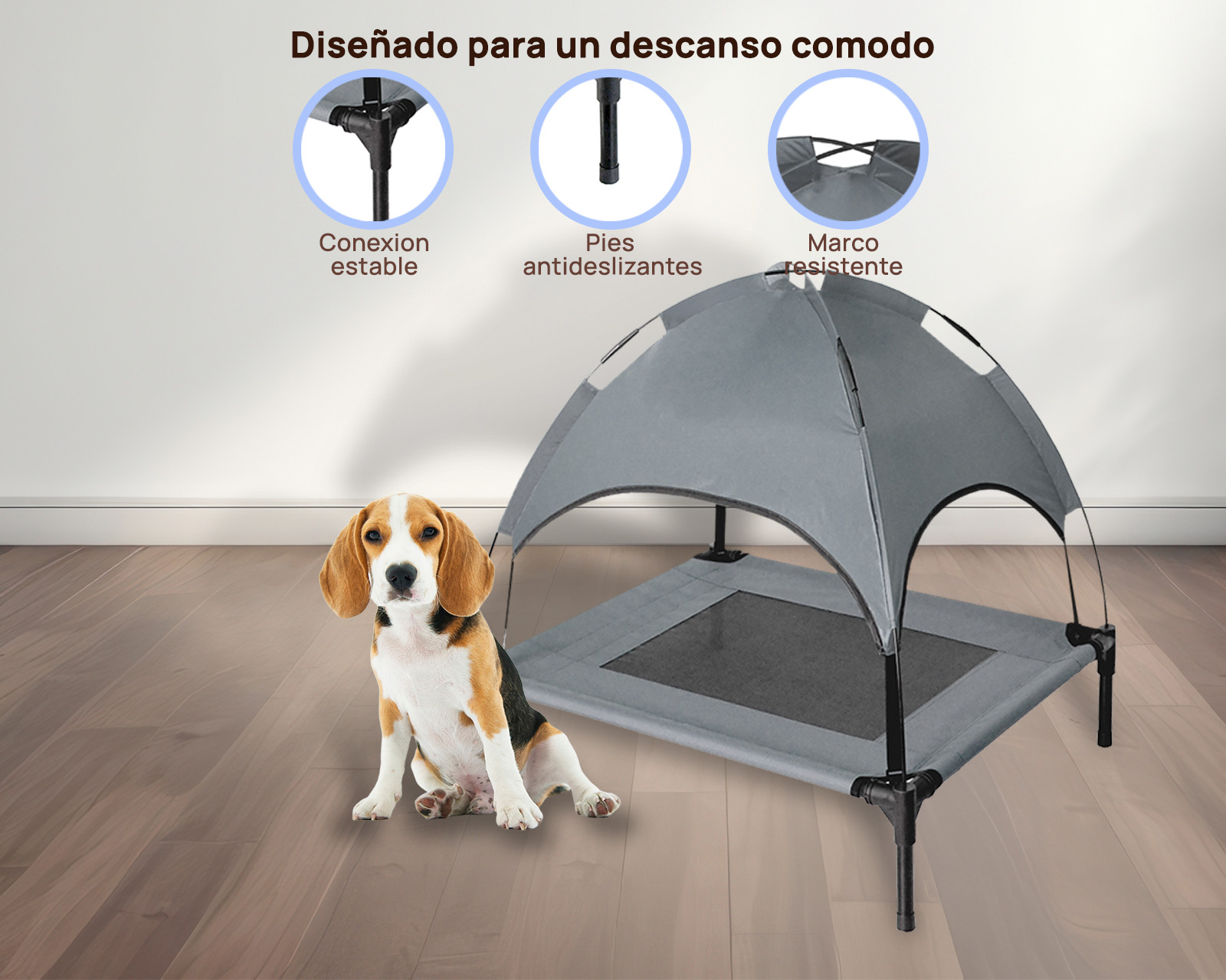 Foto 6 | Cama Elevada Con Domo Luma S Gris