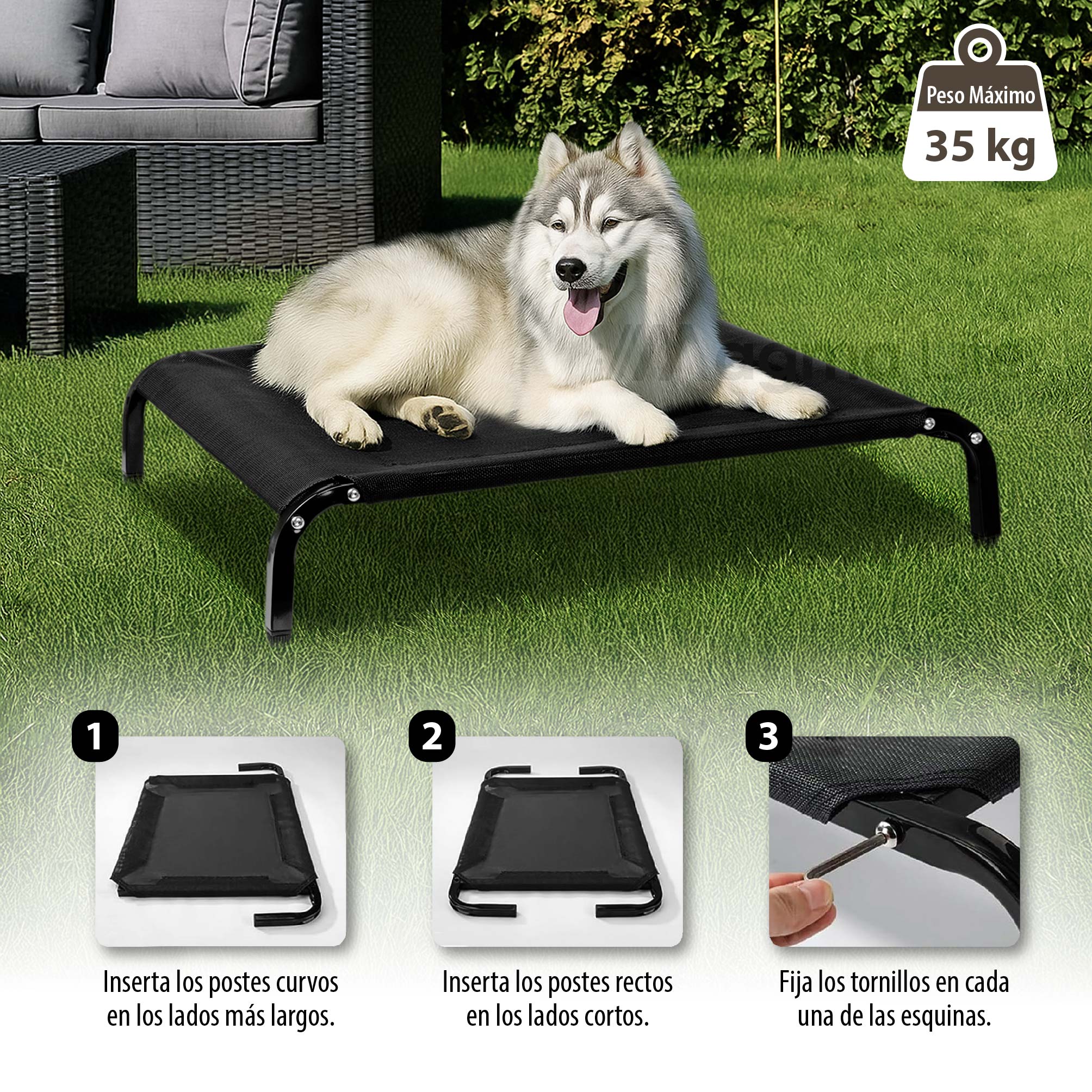 Foto 3 pulgar | Magma Life Cama Para Perro Grande, 109x66x20 Cm, Elevada Y Transpirable, Estructura Metálica Resistente, Superficie