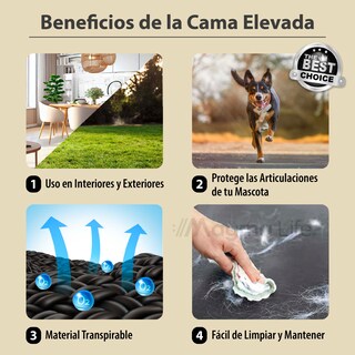 Foto 4 | Magma Life Cama Para Perro Grande, 109x66x20 Cm, Elevada Y Transpirable, Estructura Metálica Resistente, Superficie
