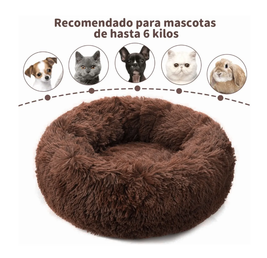 Foto 4 pulgar | Cama De Felpa, Cama Para Perro Y Gato (diámetro 60cm Café)