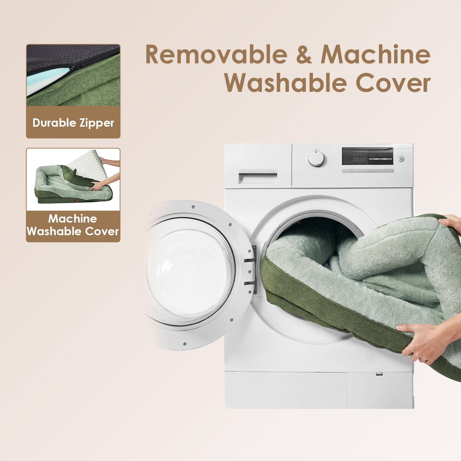 Foto 6 | Cama Para Perros Eheyciga De Espuma Viscoelástica Para Tamaño Mediano, Impermeable, Verde - Venta Internacional.