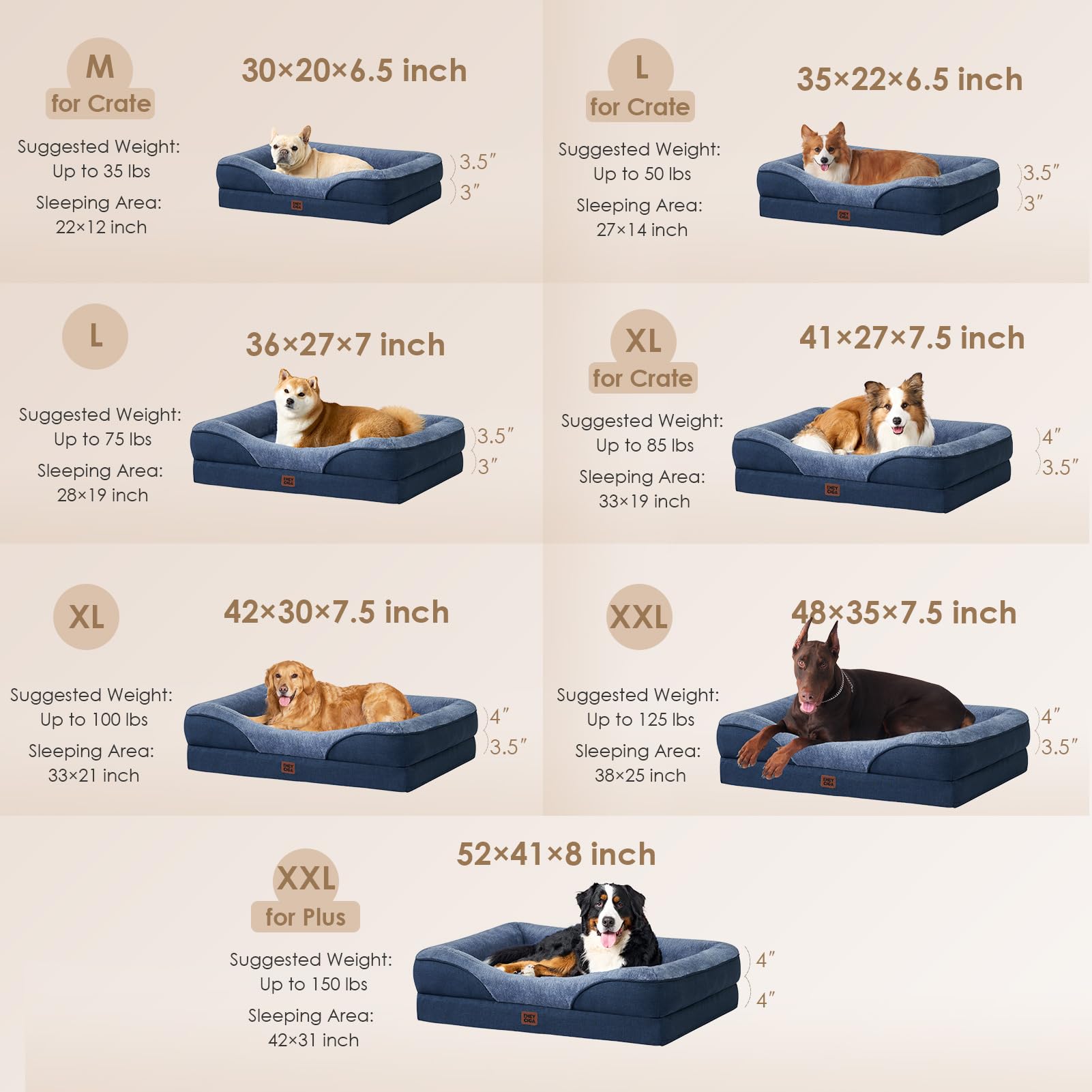 Foto 6 pulgar | Cama Para Perros Eheyciga De Espuma Viscoelástica Xxl Para Perros Extragrandes, Color Azul Marino - Venta Internacional