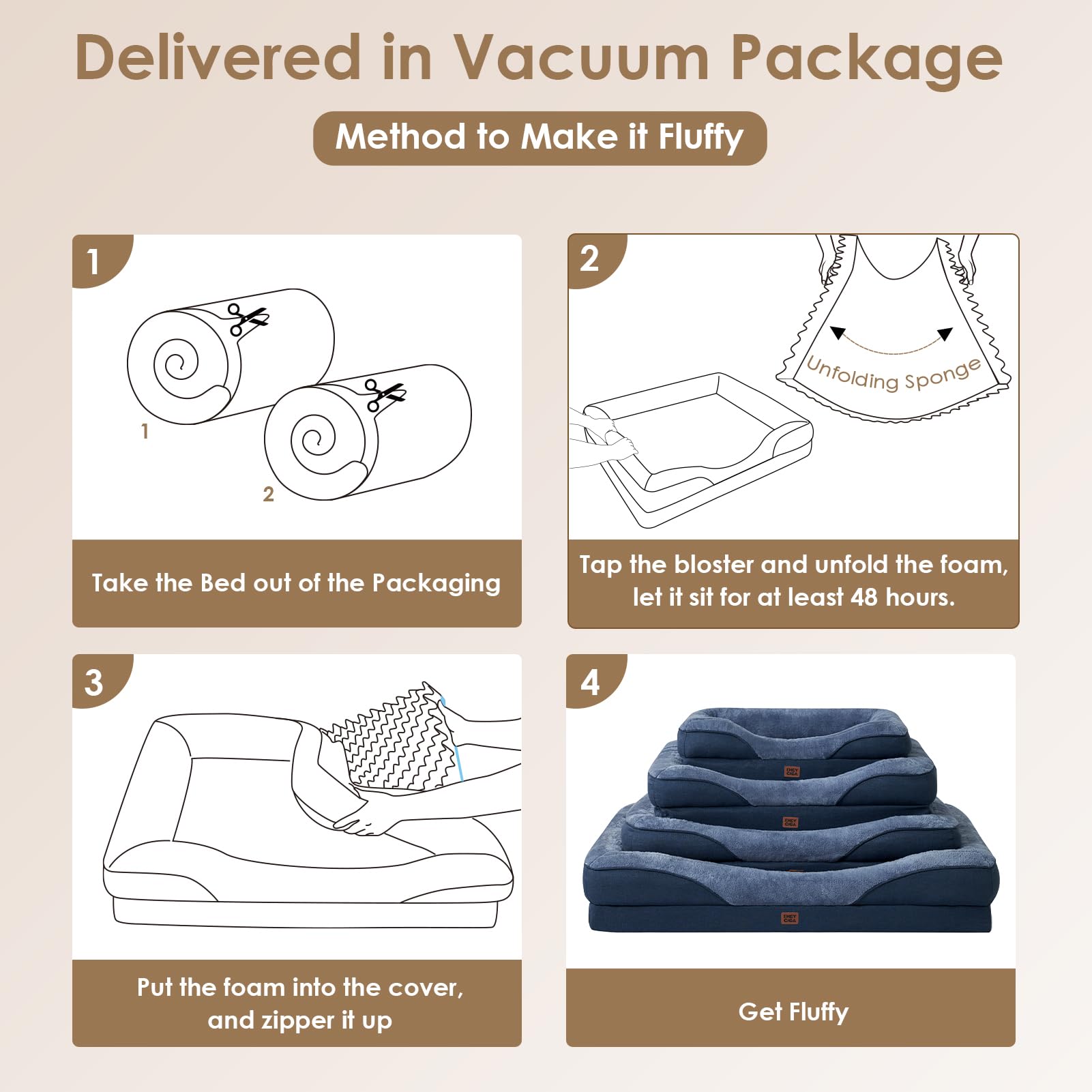 Foto 7 | Cama Para Perros Eheyciga De Espuma Viscoelástica Xxl Para Perros Extragrandes, Color Azul Marino - Venta Internacional