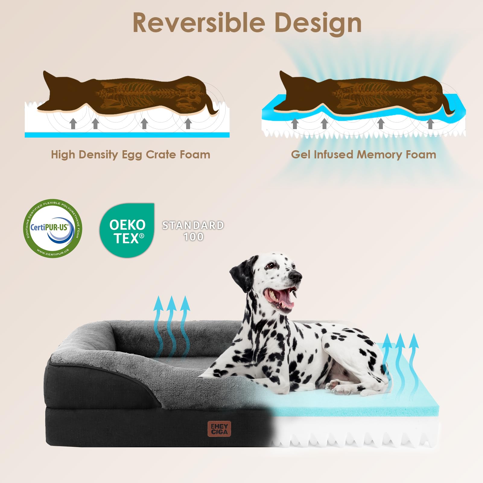 Foto 4 pulgar | Cama Para Perros Eheyciga De Espuma Viscoelástica Xxl Para Tallas Xl, Color Gris Y Negro - Venta Internacional.