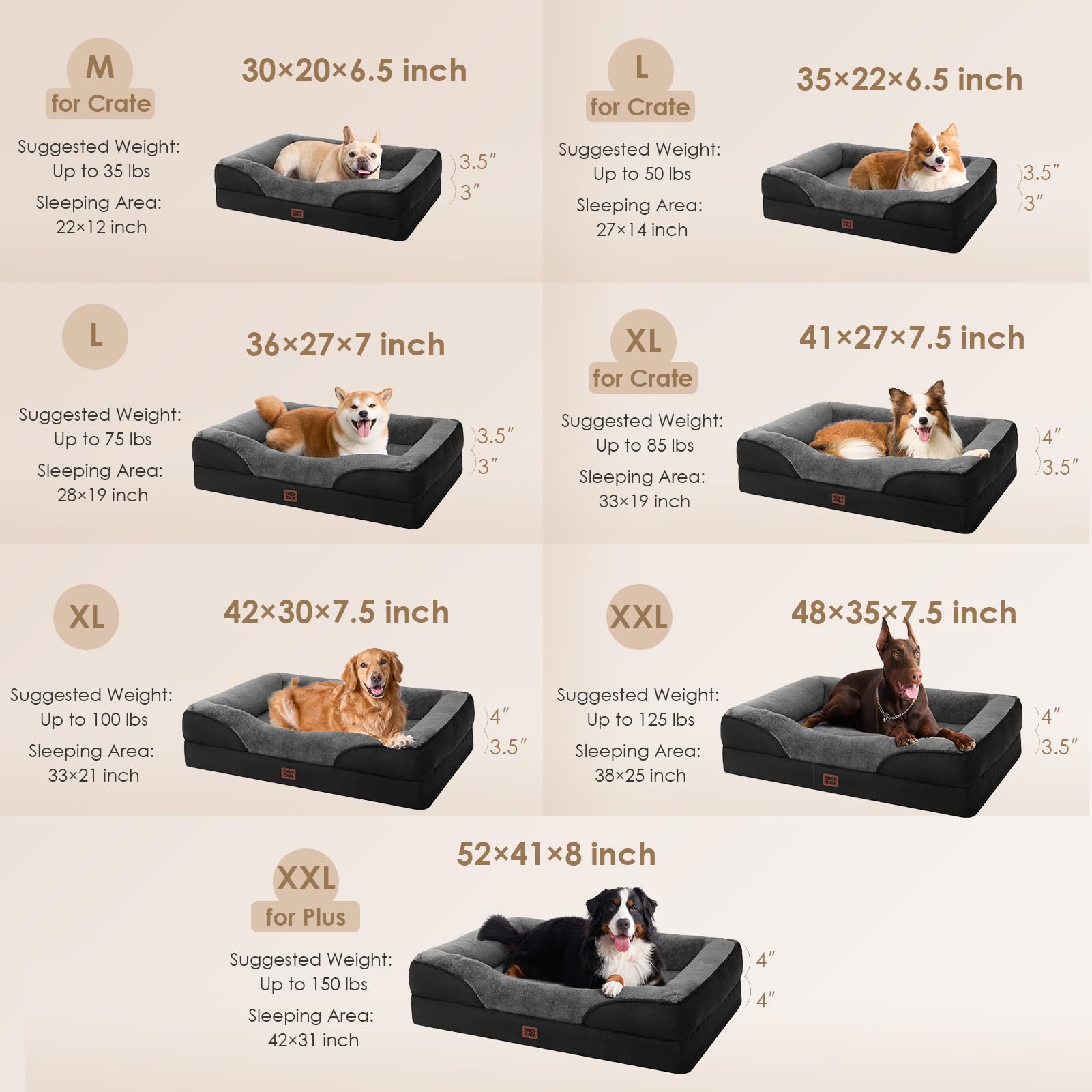 Foto 6 pulgar | Cama Para Perros Eheyciga De Espuma Viscoelástica Xxl Para Tallas Xl, Color Gris Y Negro - Venta Internacional.