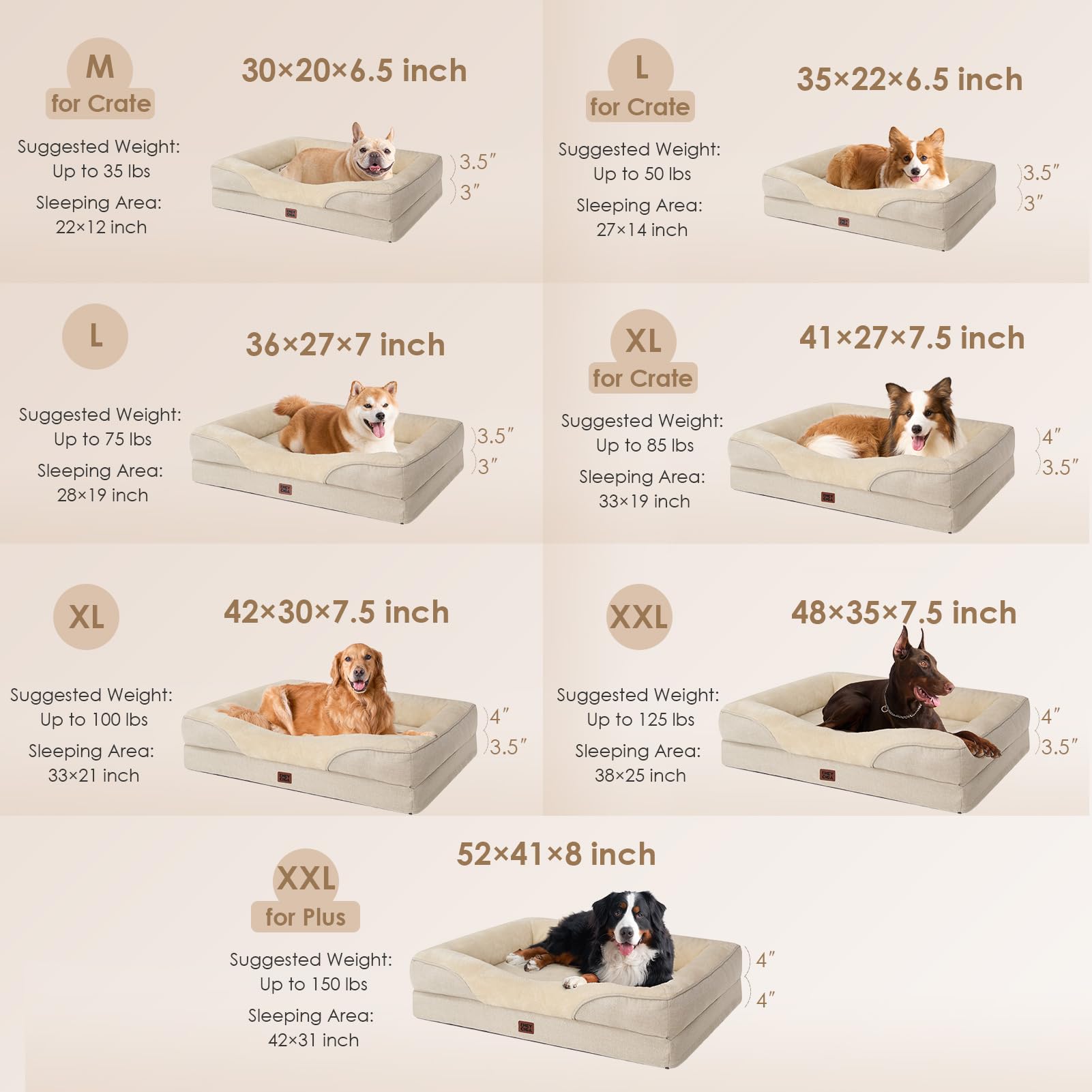 Foto 6 pulgar | Cama Para Perros Eheyciga Memory Foam Xl, Ortopédica, Impermeable, 48 X 35 X 19 Cm - Venta Internacional.