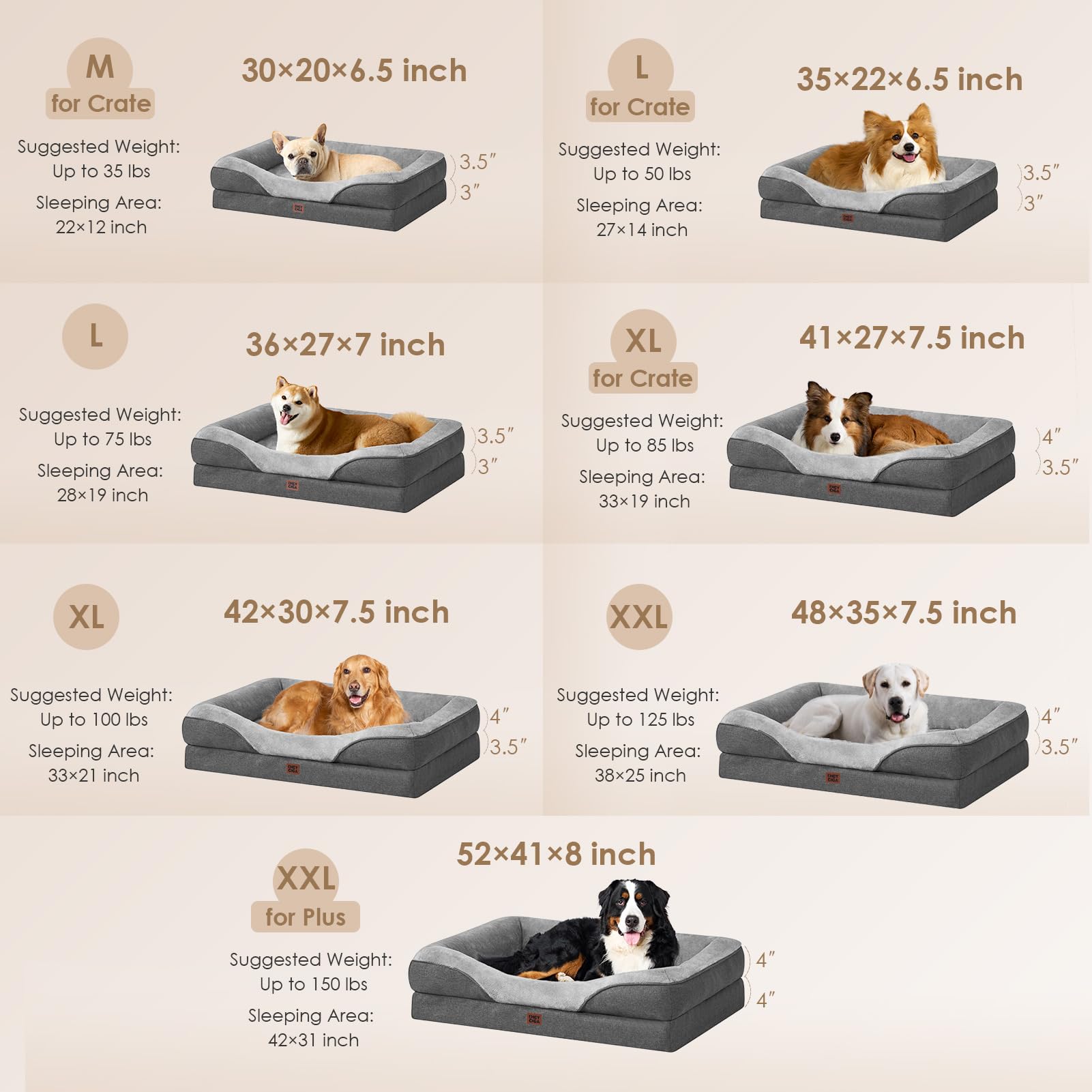 Foto 6 pulgar | Cama Para Perros Eheyciga Memory Foam Xl, Ortopédica, Impermeable, 48 X 35 X 19 Cm - Venta Internacional.