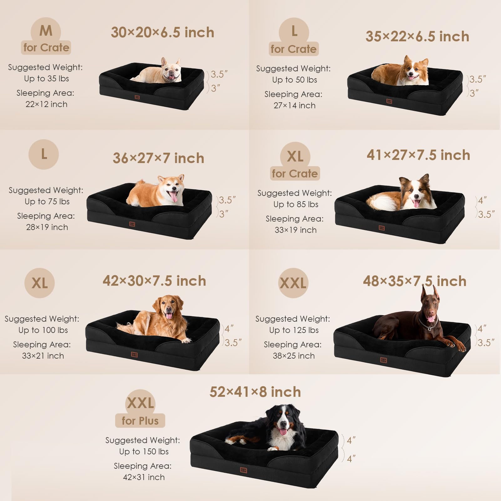 Foto 6 pulgar | Cama Para Perros Eheyciga De Espuma Viscoelástica Para Tamaño Mediano Con Resistencia Al Agua - Venta Internacional.