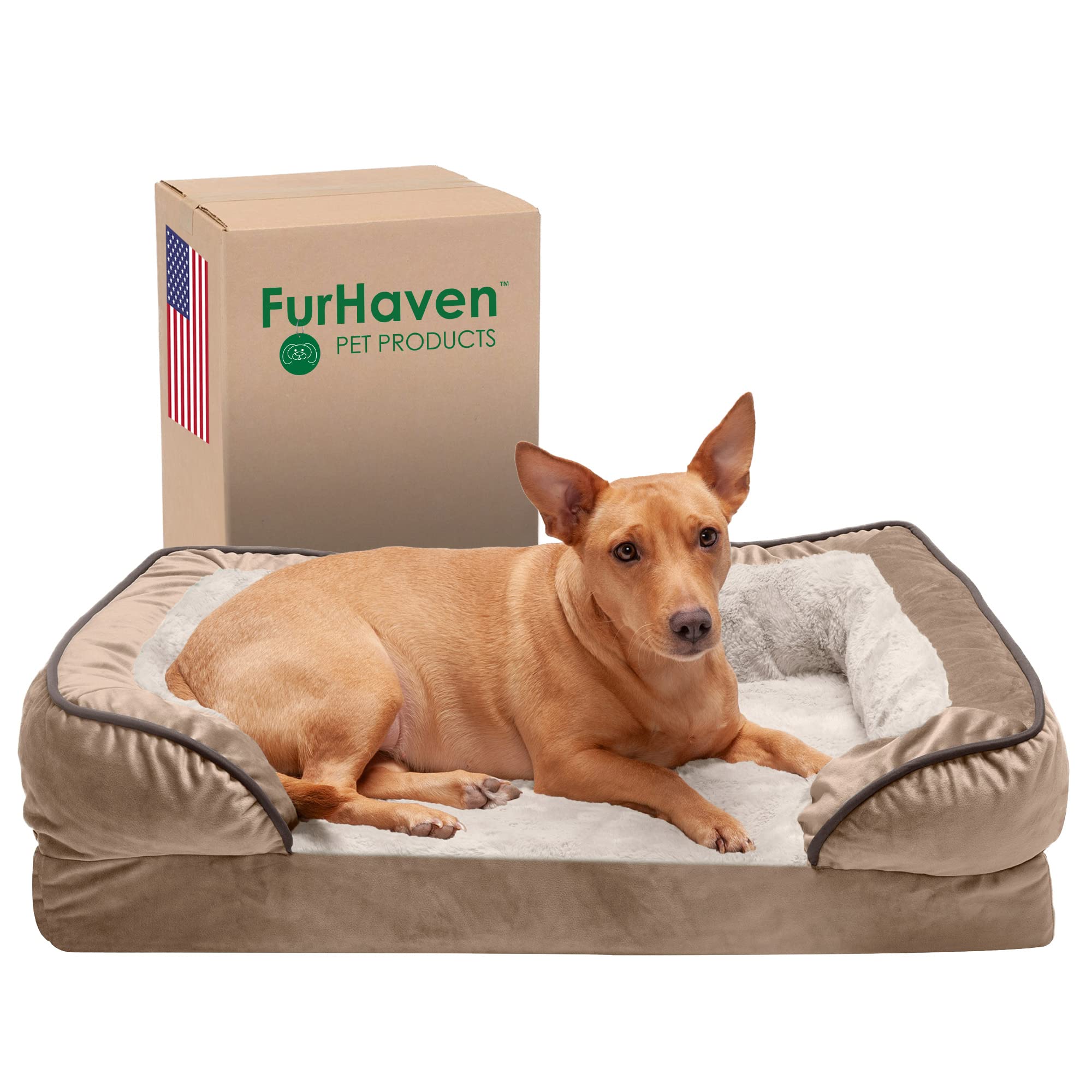 Foto 2 pulgar | Cama Ortopédica Para Perros Furhaven Plush & Velvet Waves Brownstone - Venta Internacional.