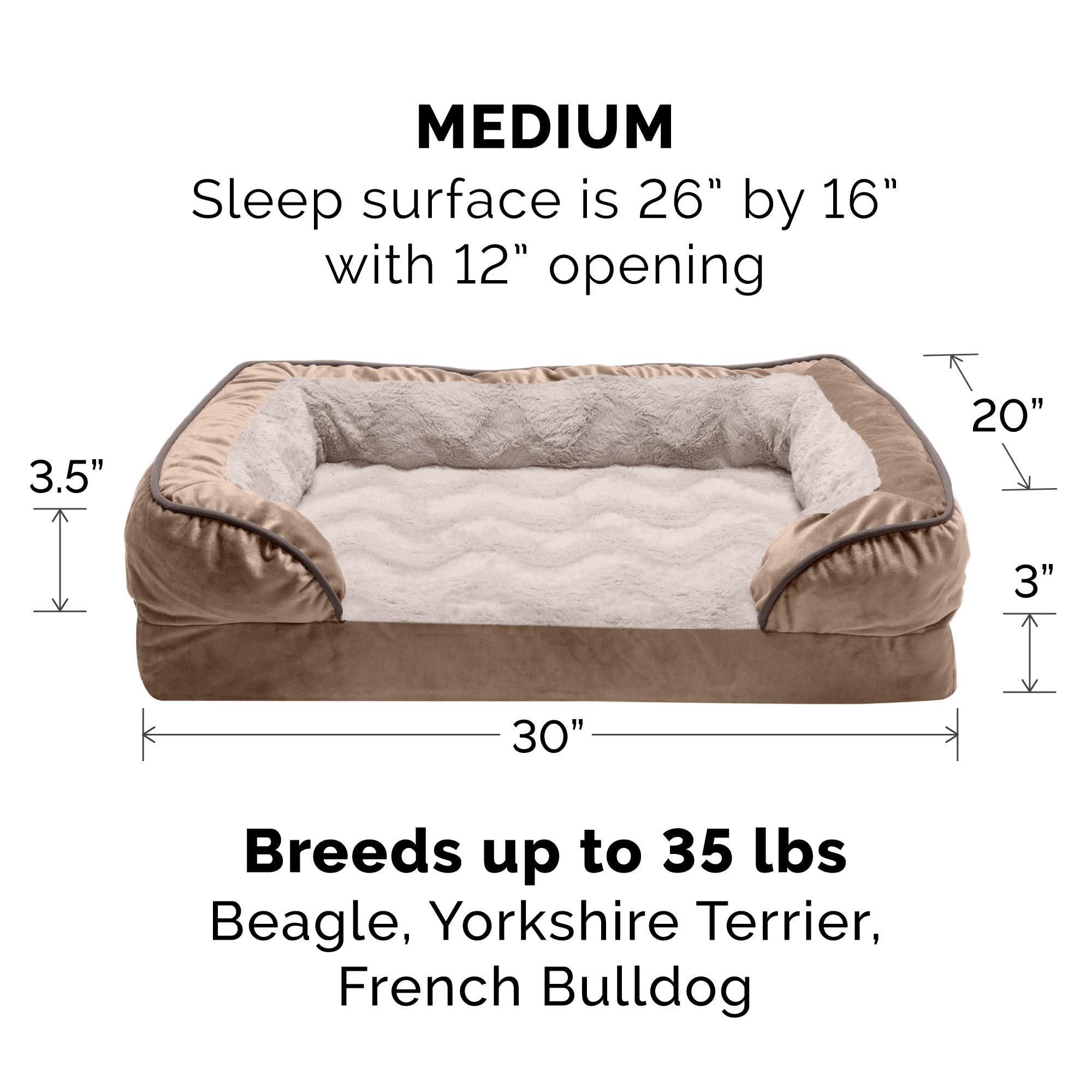 Foto 3 pulgar | Cama Ortopédica Para Perros Furhaven Plush & Velvet Waves Brownstone - Venta Internacional.