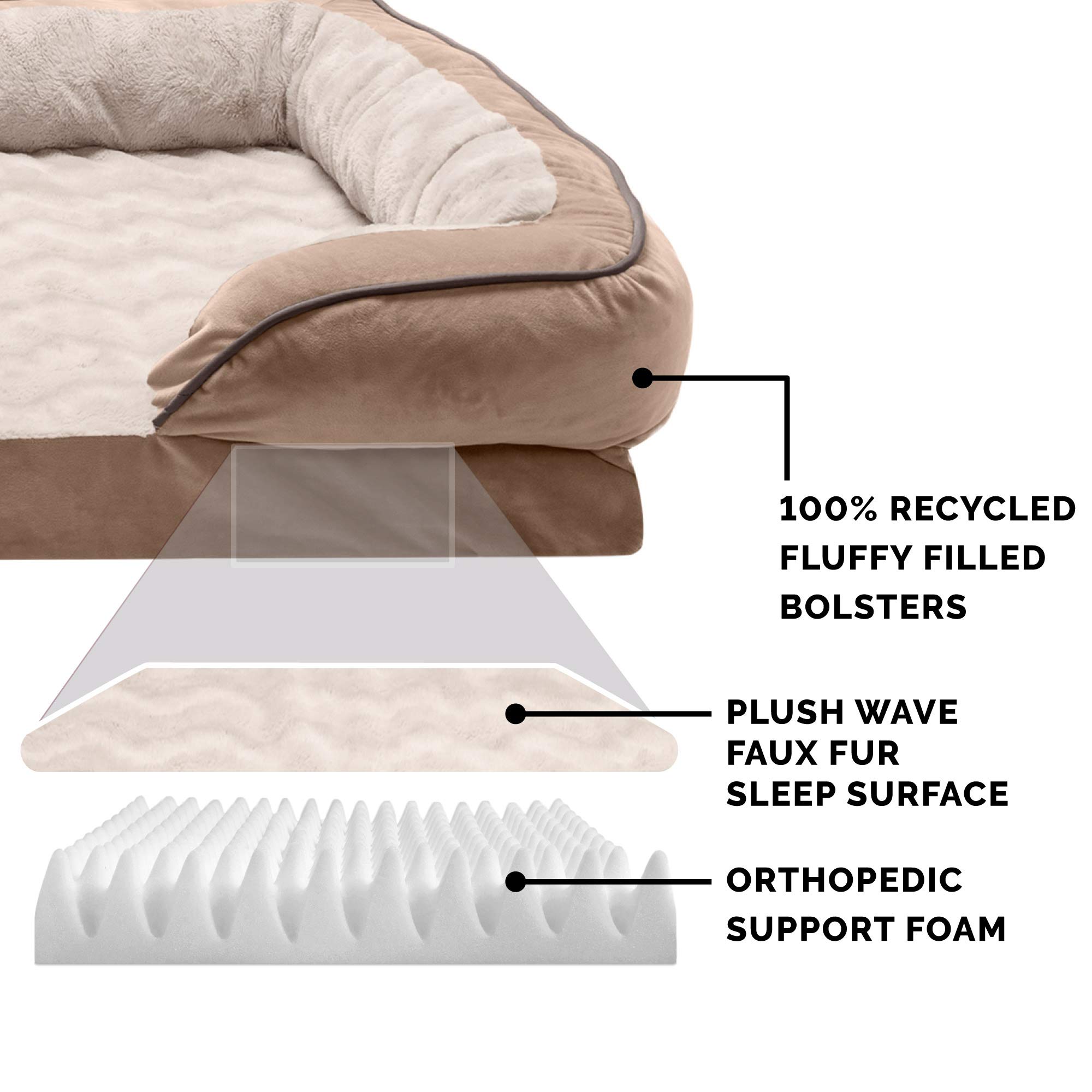 Foto 5 pulgar | Cama Ortopédica Para Perros Furhaven Plush & Velvet Waves Brownstone - Venta Internacional.