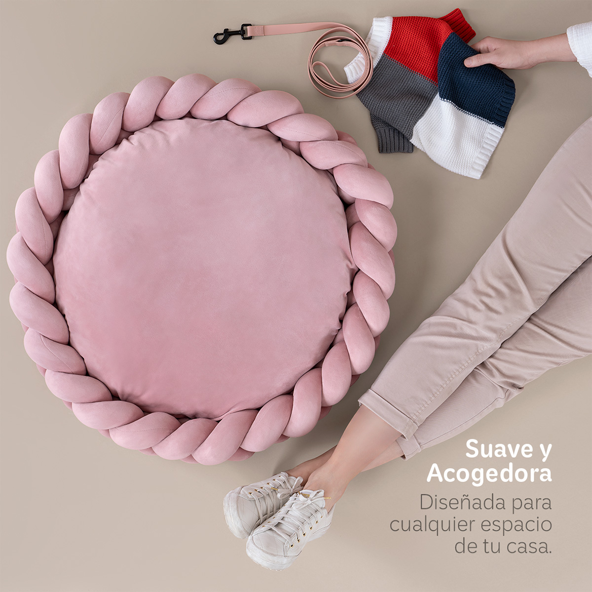 Foto 3 pulgar | Cama Redonda Para Perro Y Gato Esquimal Rosa Mediana Antiestrés