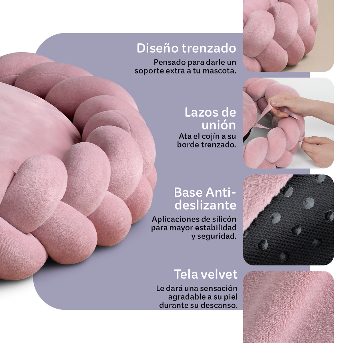 Foto 4 pulgar | Cama Redonda Para Perro Y Gato Esquimal Rosa Mediana Antiestrés