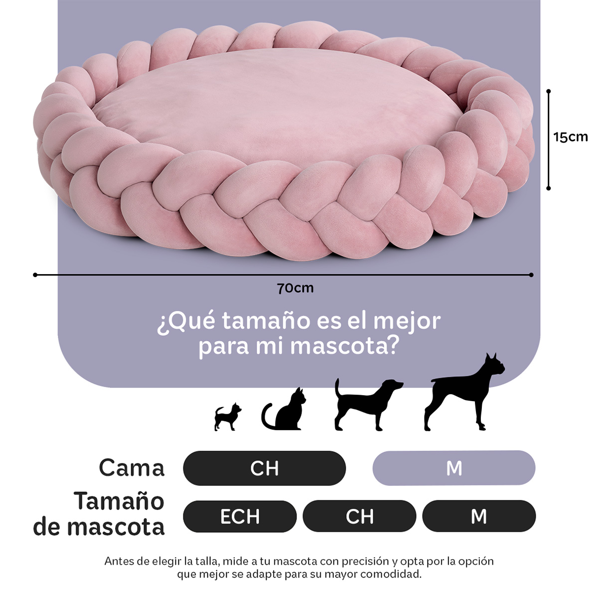 Foto 6 pulgar | Cama Redonda Para Perro Y Gato Esquimal Rosa Mediana Antiestrés