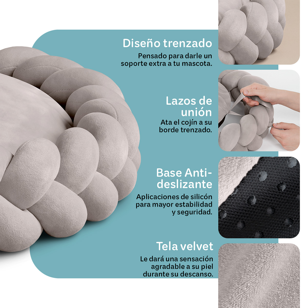 Foto 4 pulgar | Cama Redonda Para Perro Y Gato Esquimal Beige Chica Antiestrés