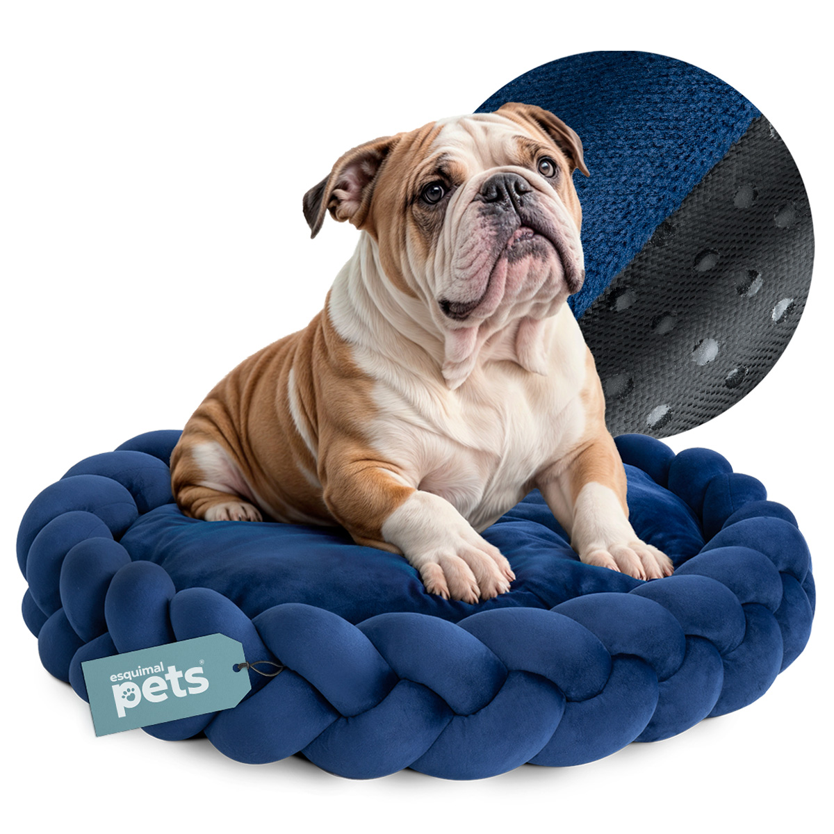 Foto 1 | Cama Redonda Para Perro Y Gato Esquimal Azul Marino Mediana Antiestrés