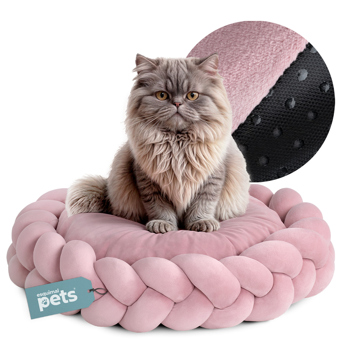 Foto 2 pulgar | Cama Redonda Para Perro Y Gato Esquimal Rosa Chica Antiestrés