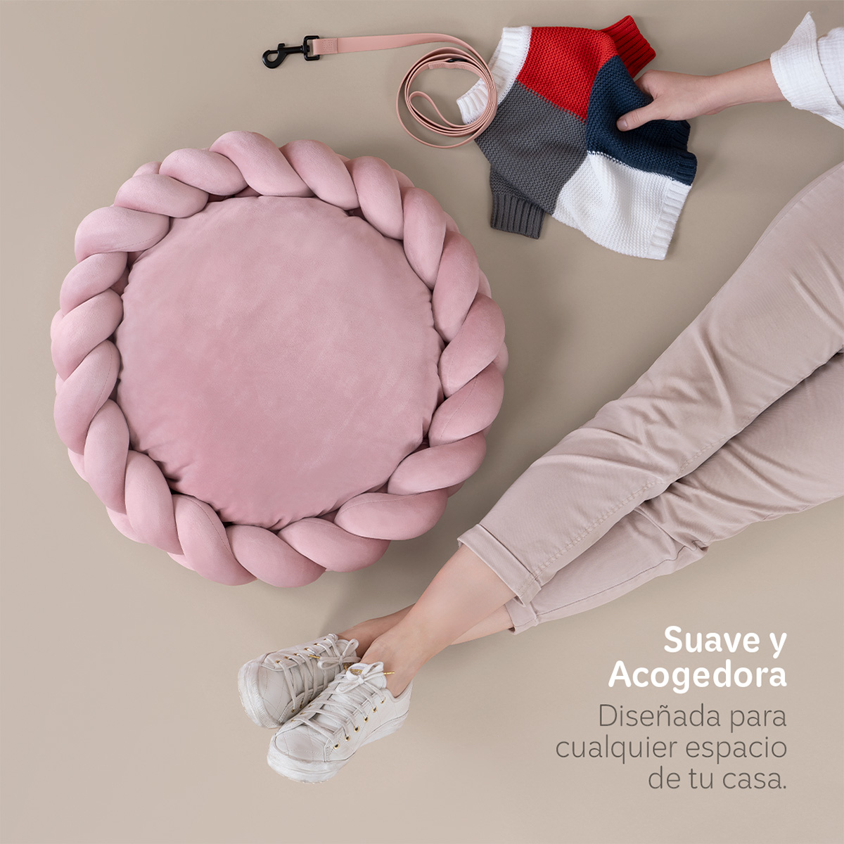 Foto 3 pulgar | Cama Redonda Para Perro Y Gato Esquimal Rosa Chica Antiestrés