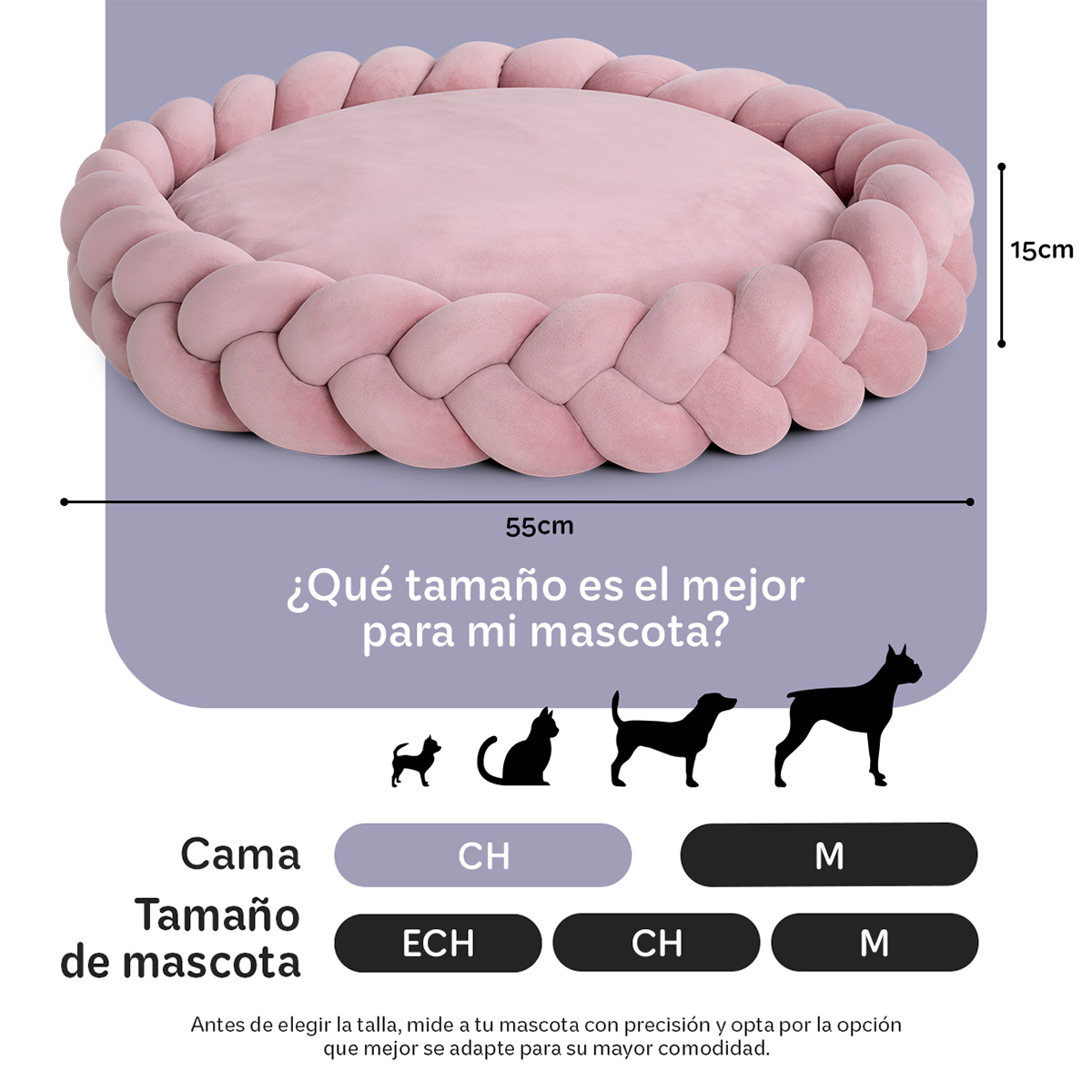 Foto 6 pulgar | Cama Redonda Para Perro Y Gato Esquimal Rosa Chica Antiestrés