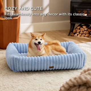 Foto 4 | Cama Para Perros Lavable Ortopédica Forro Polar De Pana Azul - Venta Internacional.