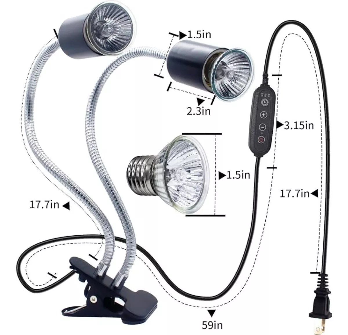 Foto 4 pulgar | Focos Calor Lámpara Para Tortuga/reptil Uva Uvb 3 Bombillas Eo Safe Imports Esi-18555 Gris