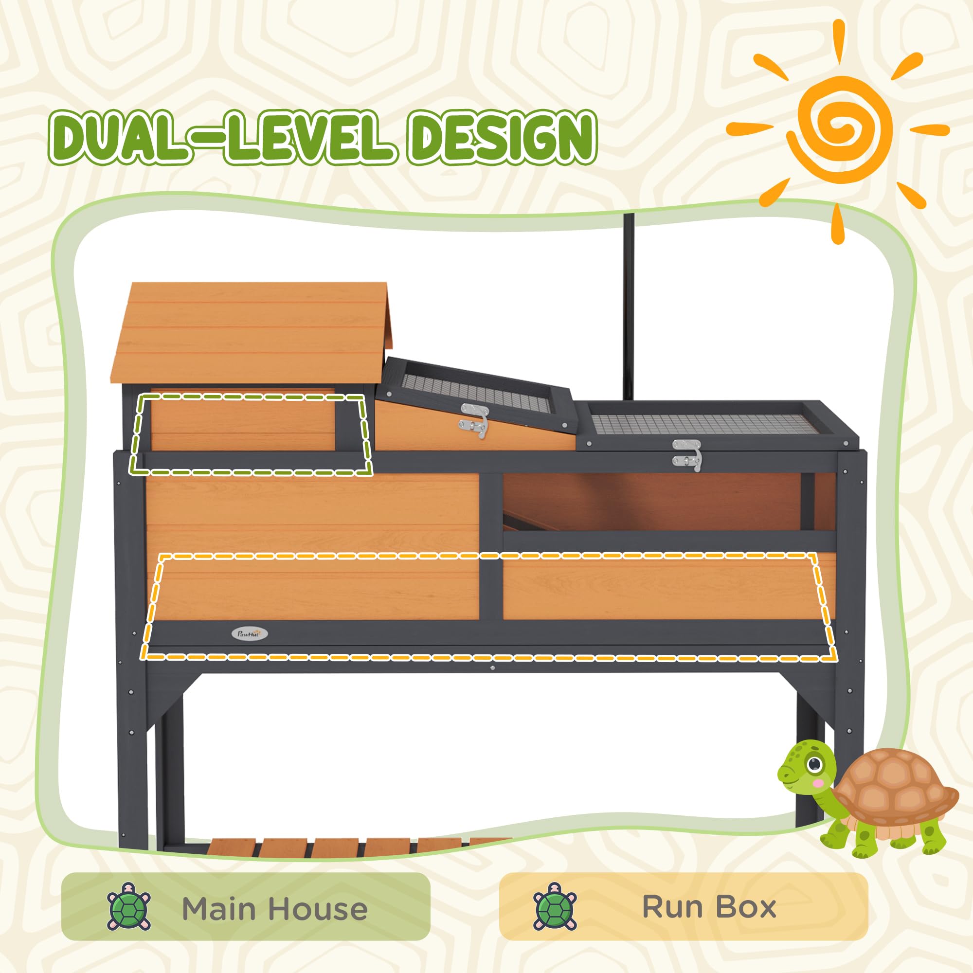 Foto 4 pulgar | Tortoise Habitat Pawhut Con Lámpara Ajustable De 2 Capas, Color Amarillo - Venta Internacional.