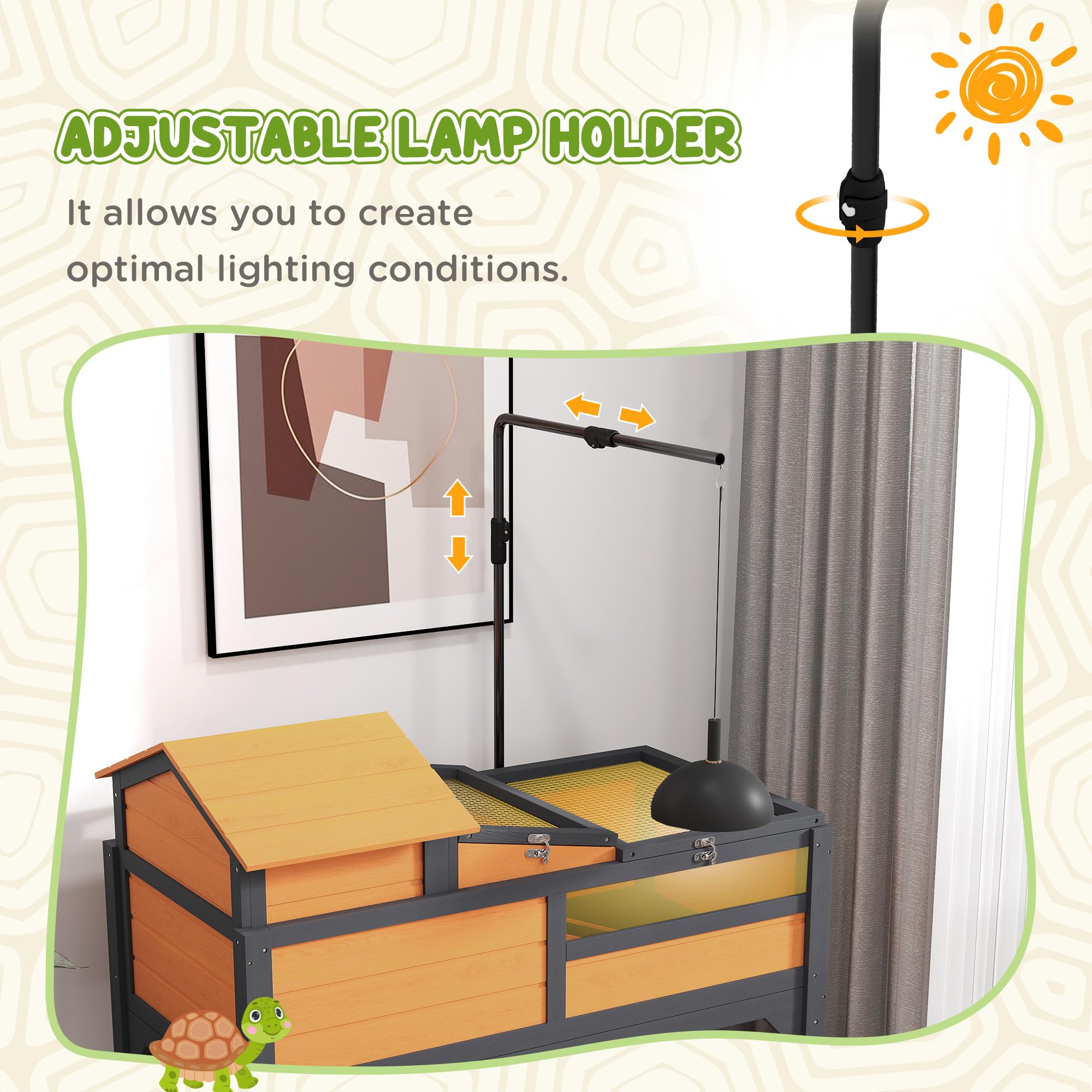 Foto 5 pulgar | Tortoise Habitat Pawhut Con Lámpara Ajustable De 2 Capas, Color Amarillo - Venta Internacional.