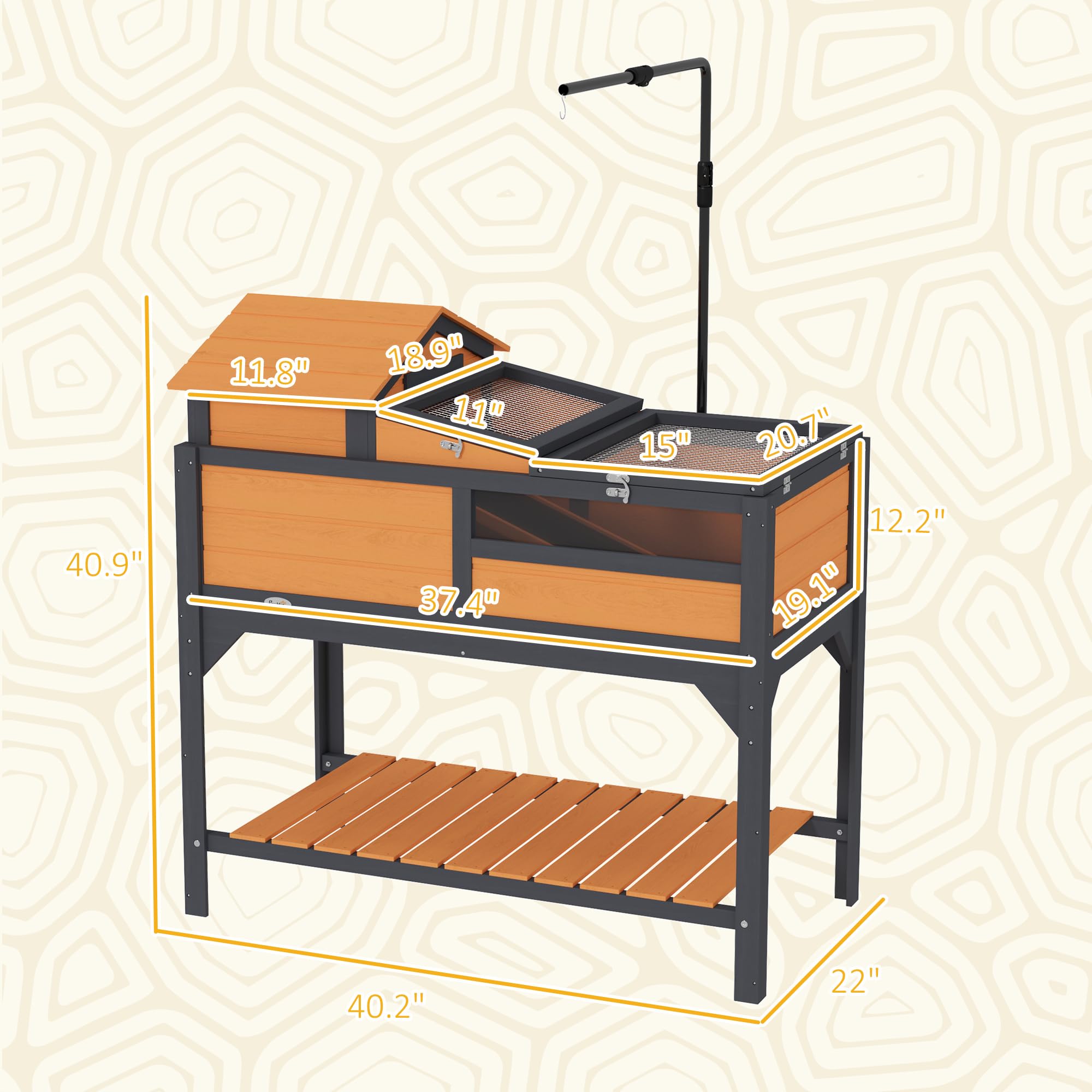 Foto 6 pulgar | Tortoise Habitat Pawhut Con Lámpara Ajustable De 2 Capas, Color Amarillo - Venta Internacional.