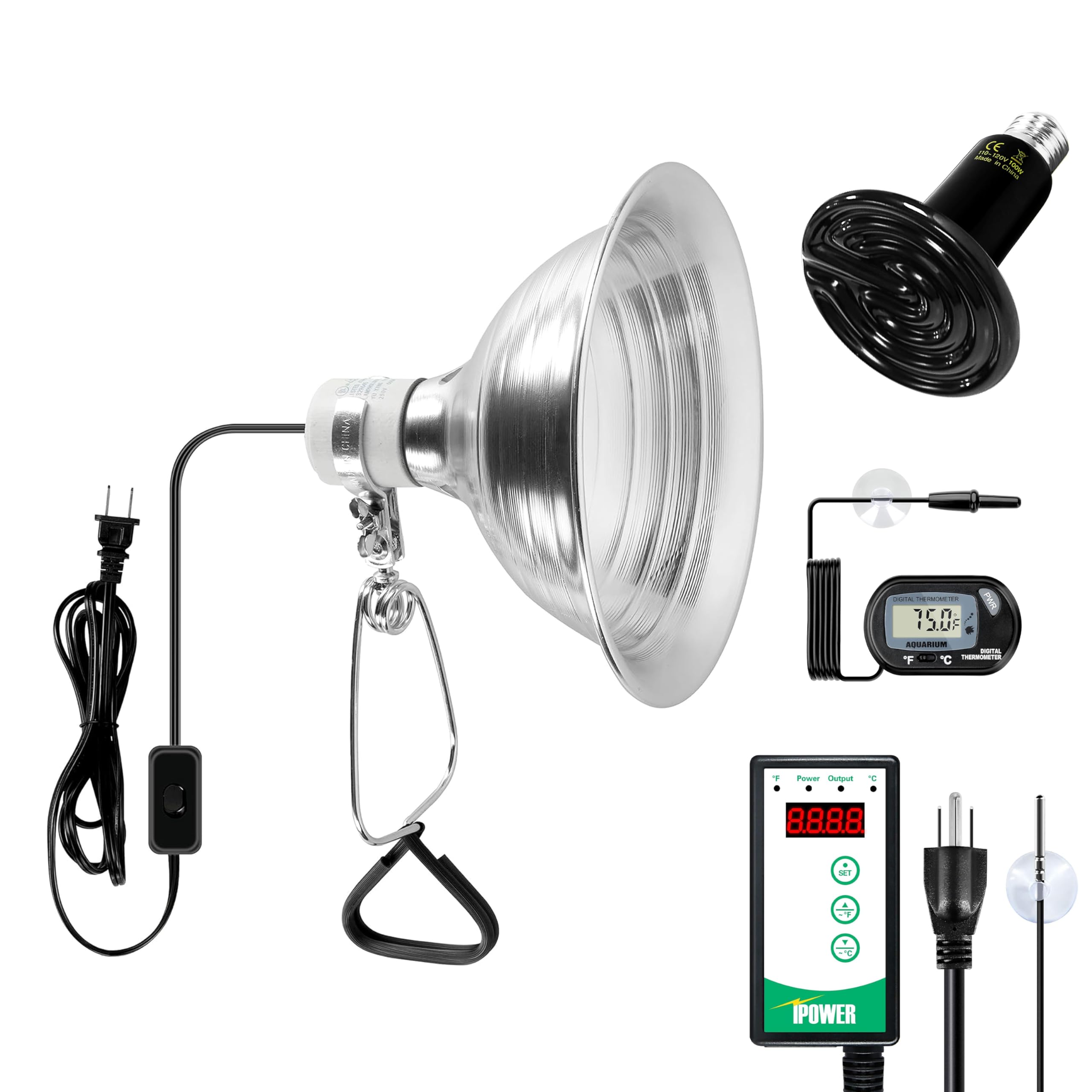 Foto 1 | Bombilla De Calor, Lámpara De Pinza Y Termostato Para Reptil Simple Deluxe - Venta Internacional.