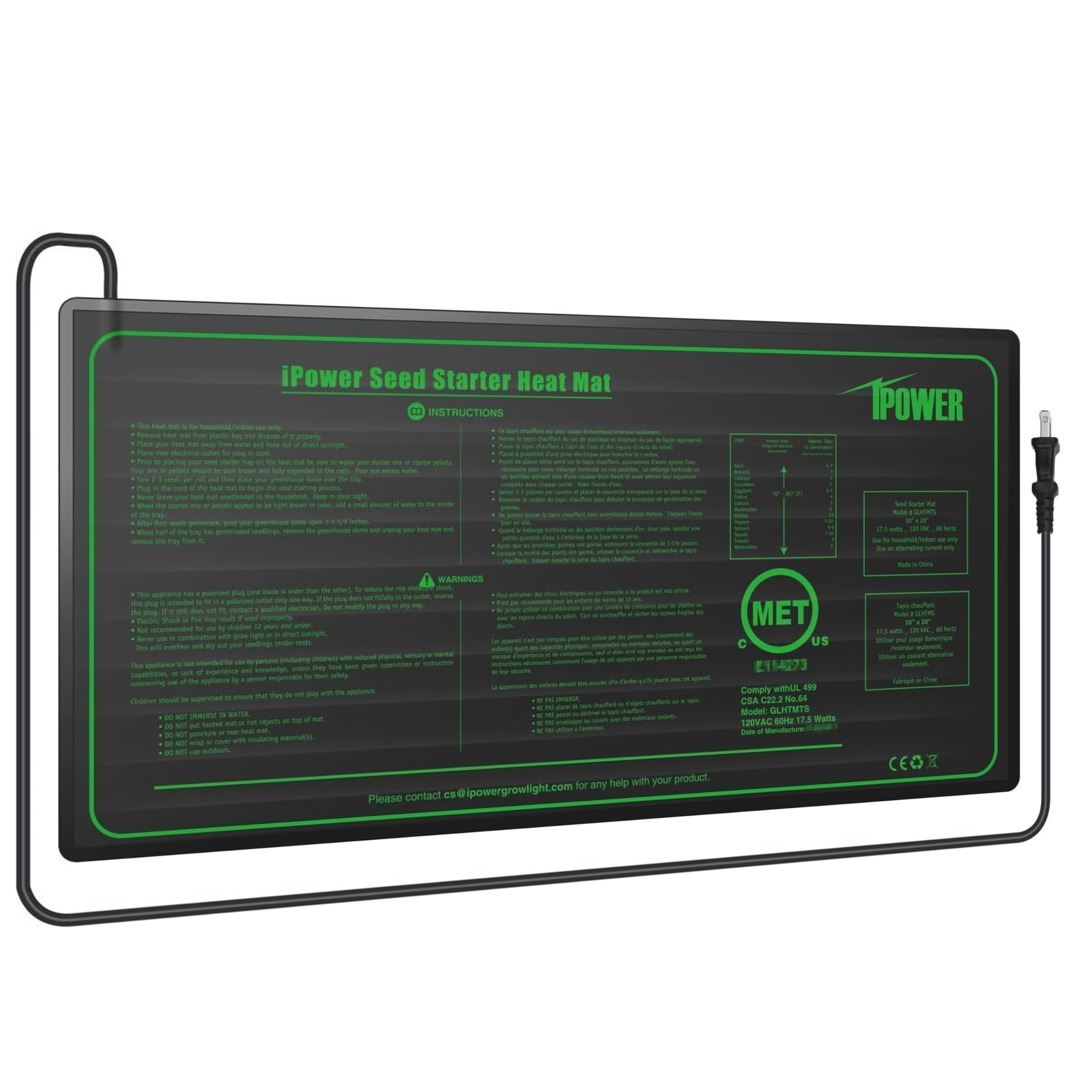 Foto 2 pulgar | Alfombrilla Térmica Seedling Ipower, Duradera, 10 X 20 Cm, Impermeable, 17,5 W - Venta Internacional.