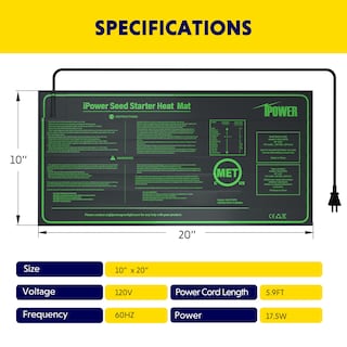 Foto 5 | Alfombrilla Térmica Seedling Ipower, Duradera, 10 X 20 Cm, Impermeable, 17,5 W - Venta Internacional.