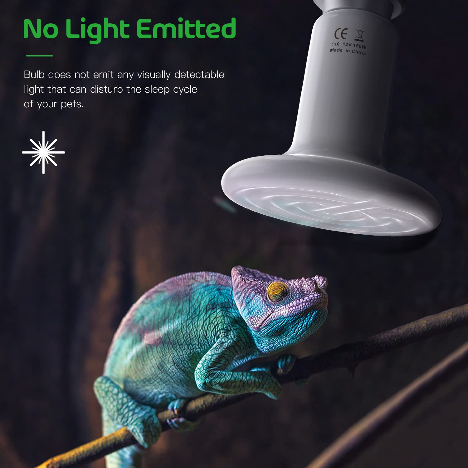 Foto 5 pulgar | Emisor De Calor Cerámico Simple Deluxe De 150 W Para Reptiles, Paquete De 2 - Venta Internacional.