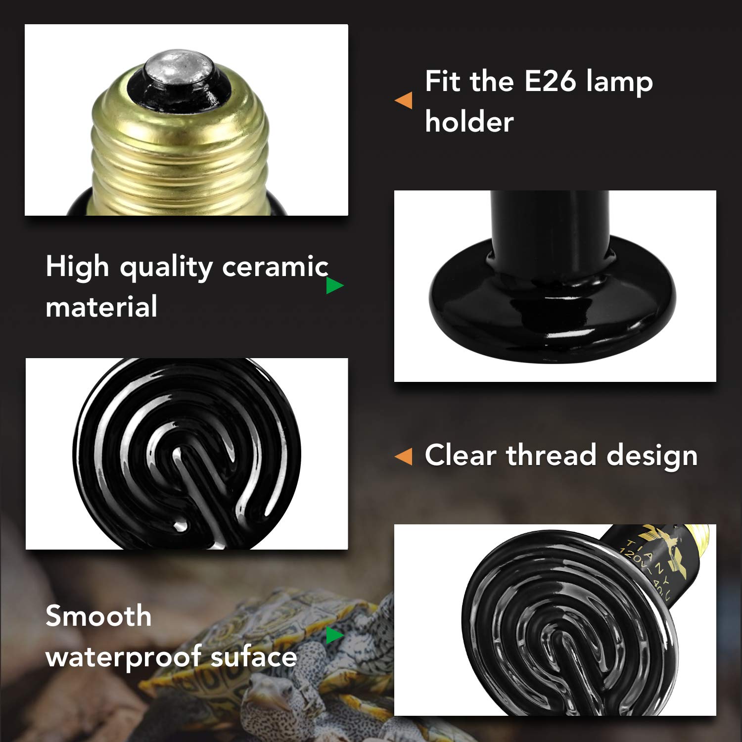 Foto 3 pulgar | Lámpara Térmica Para Reptiles, Sencilla, Lujosa, Cerámica, 40 W, Sin Luz - Venta Internacional.