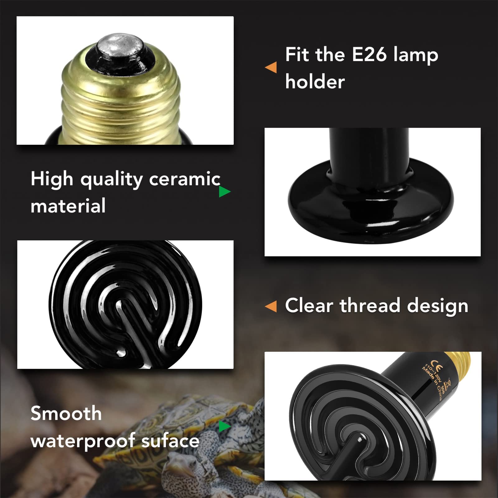 Foto 2 | Lámpara De Calor Para Reptiles, Bombilla De Cerámica, Emisora De Calor Simple De Lujo - Venta Internacional.