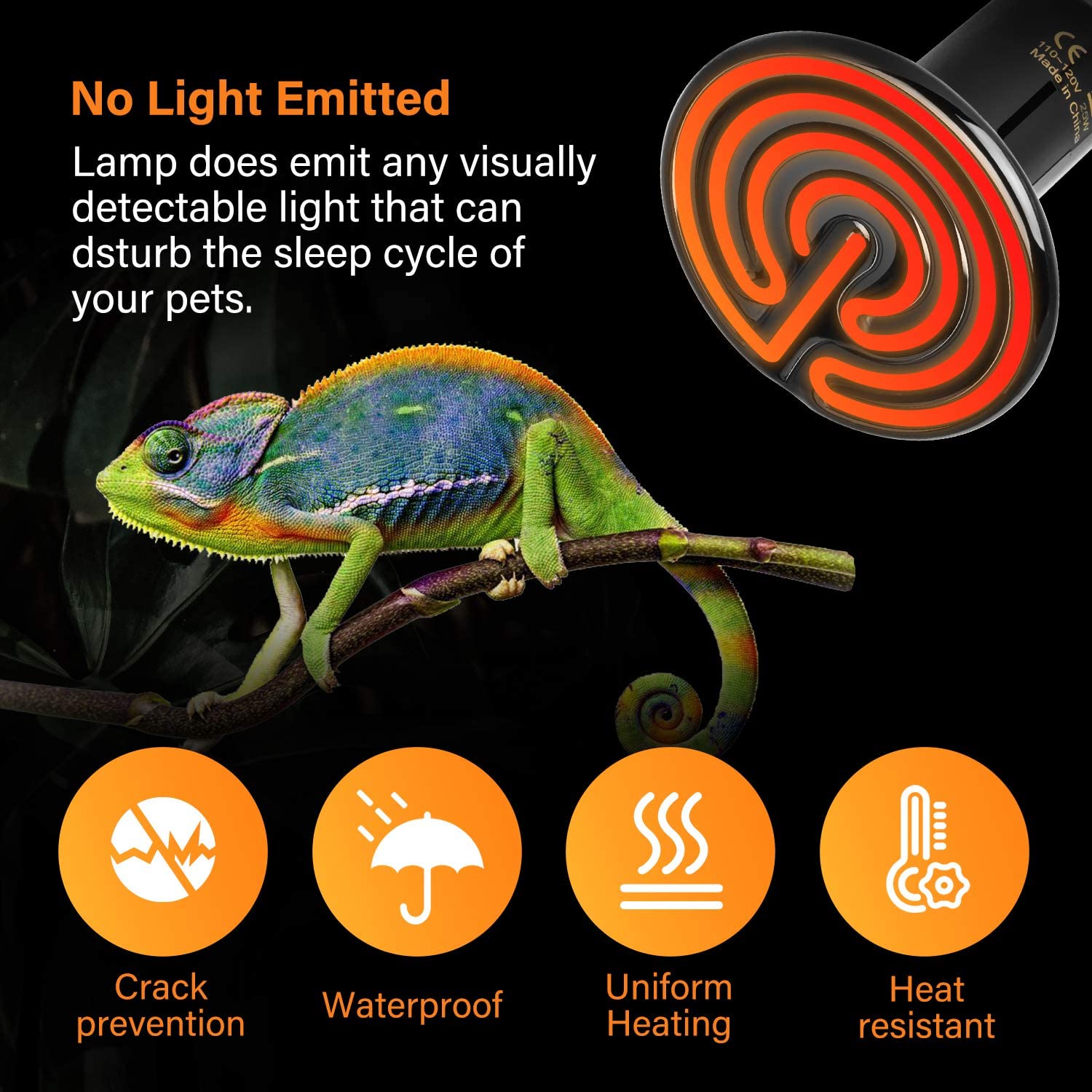 Foto 4 pulgar | Lámpara De Calor Cerámica Con Emisor De Calor Para Reptiles, 25 W, Simple Deluxe - Venta Internacional.